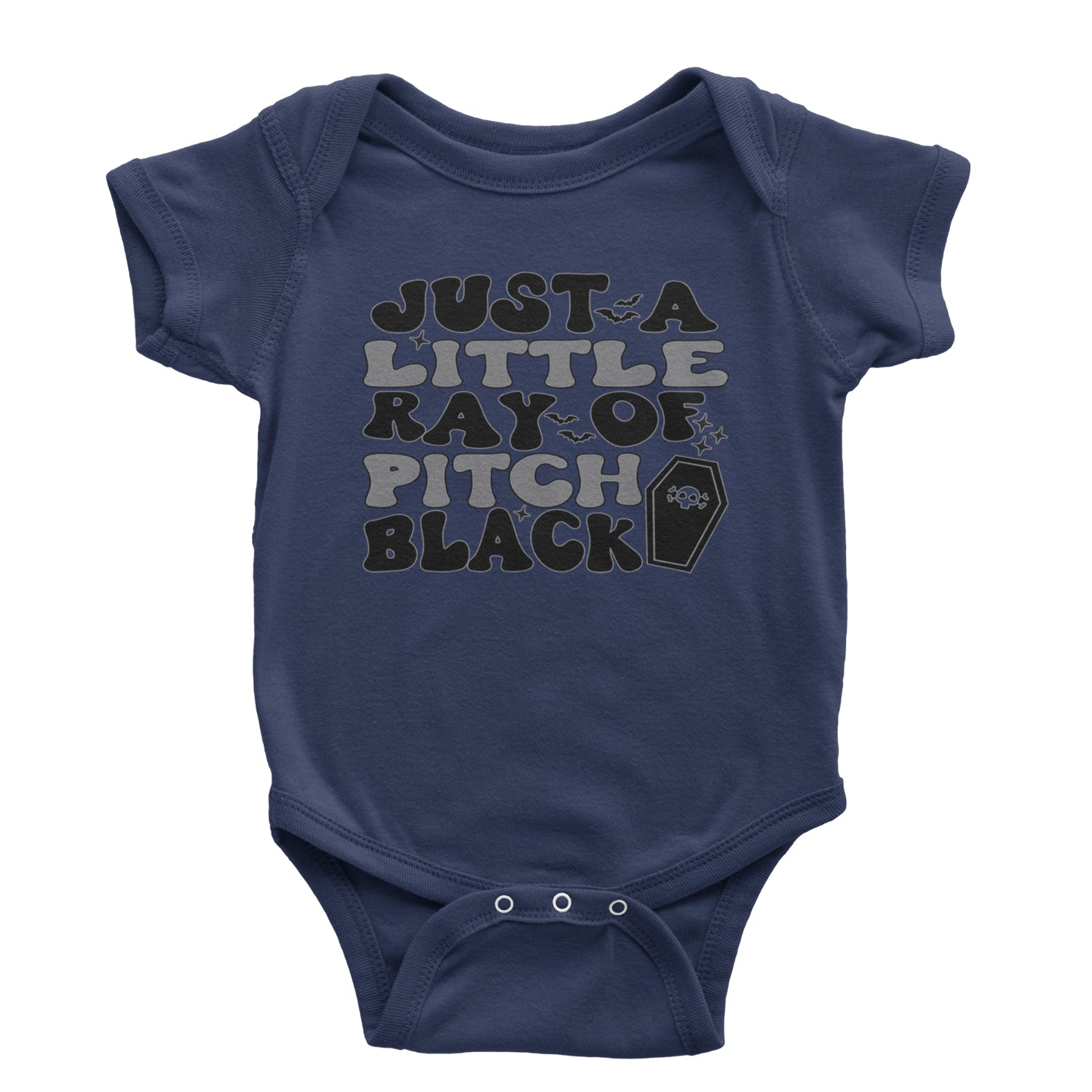 Just A Little Ray of Pitch Black Infant One-Piece Romper Bodysuit and Toddler T-shirt Navy Blue