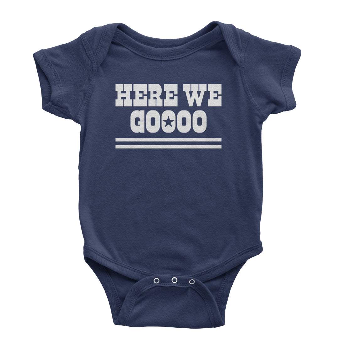 Here We Go Dem Boys Dallas Football Infant One-Piece Romper Bodysuit and Toddler T-shirt Navy Blue