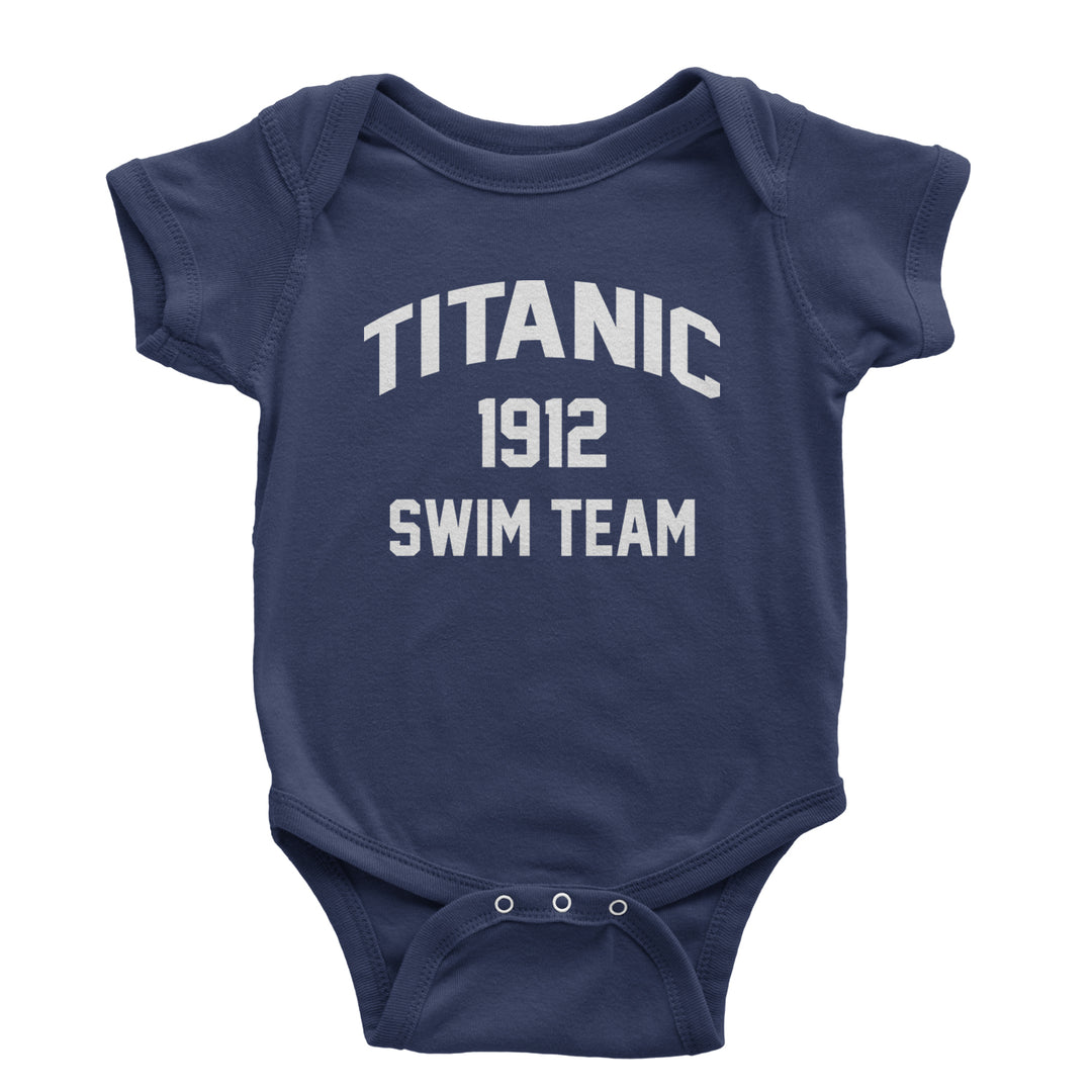 Titanic Swim Team 1912 Funny Cruise Infant One-Piece Romper Bodysuit and Toddler T-shirt Navy Blue