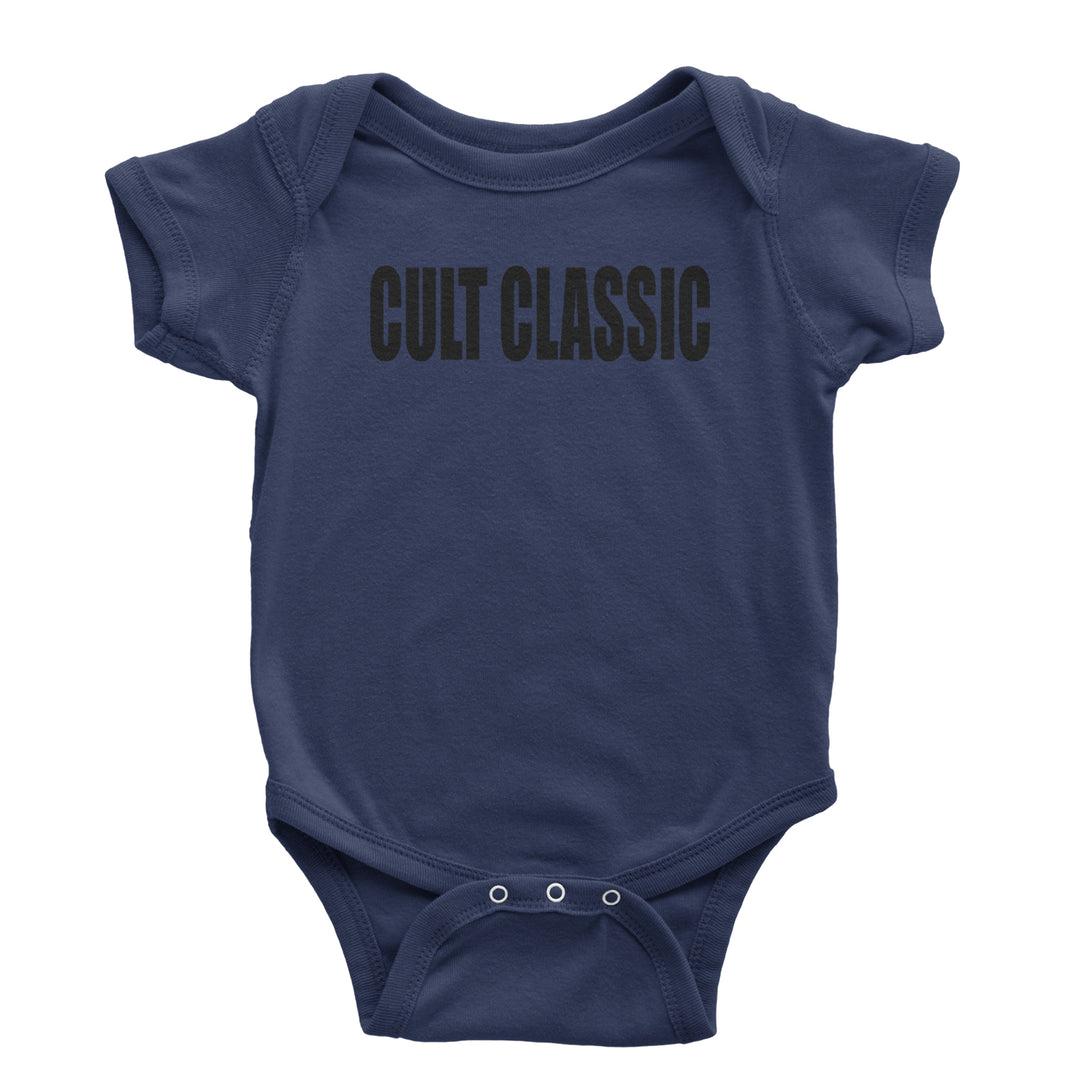 Cult Classic Pop Music Club typography on an Infant Baby Rib Bodysuit or Toddler Cotton Jersey T-Shirt