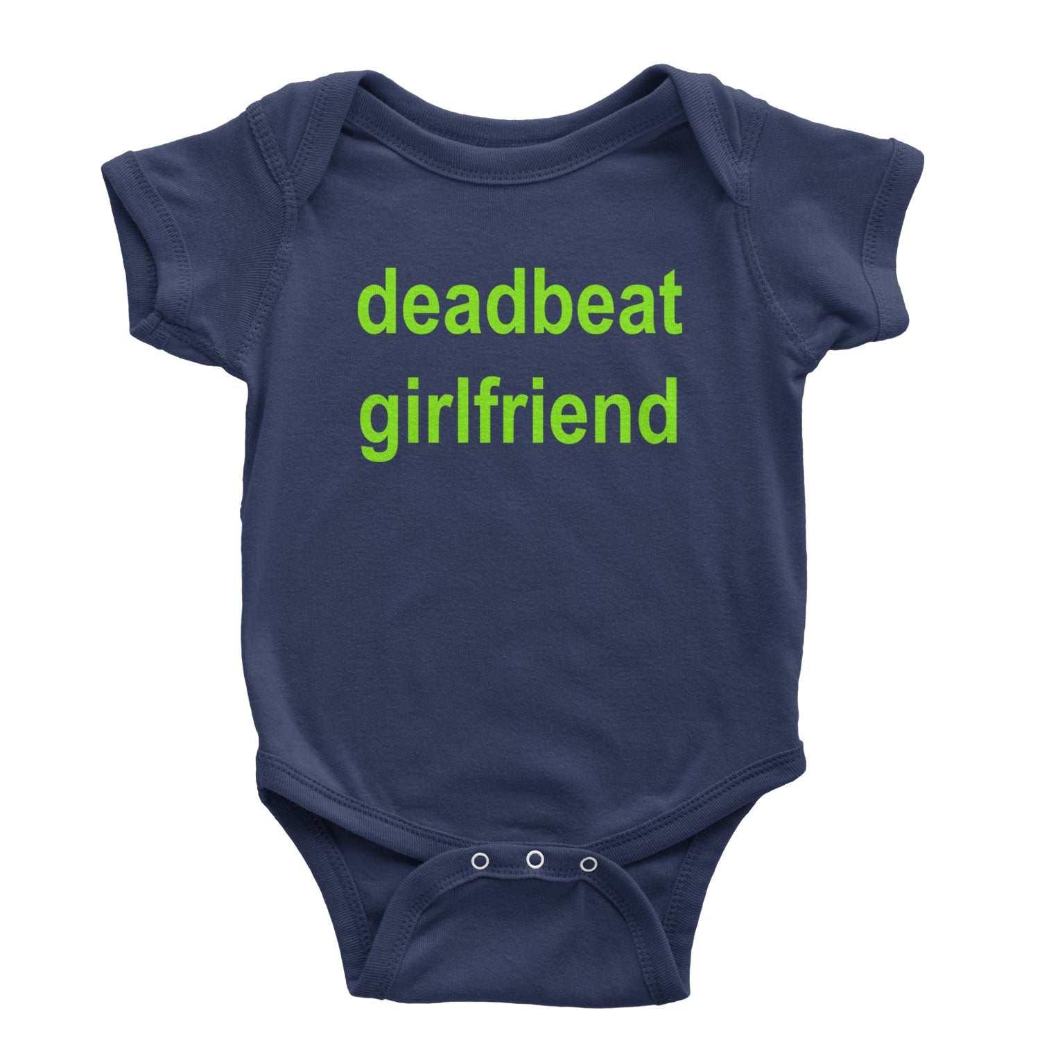 Deadbeat Girlfriend Y2K Slogan Infant One-Piece Romper Bodysuit and Toddler T-shirt Navy Blue