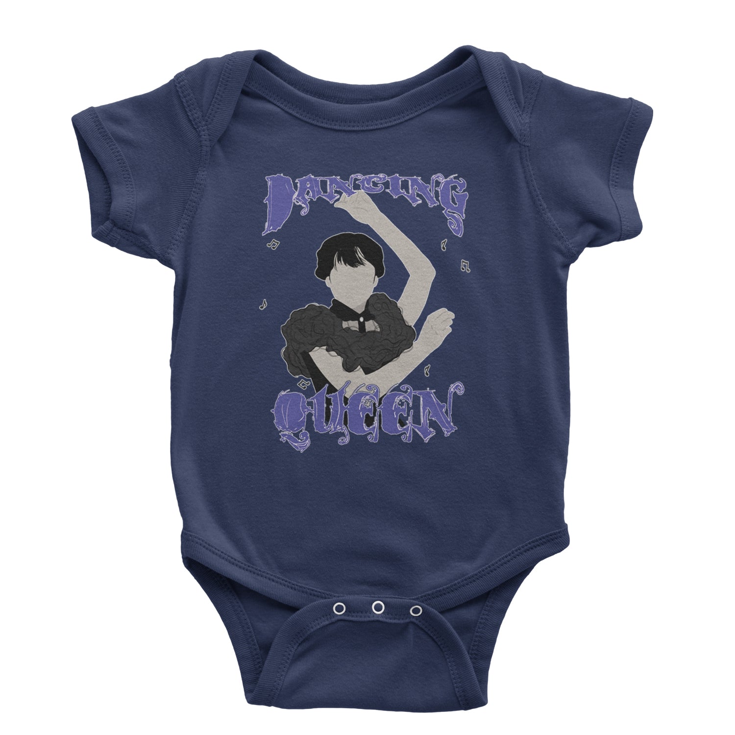 Wednesday Dancing Queen Infant One-Piece Romper Bodysuit and Toddler T-shirt Navy Blue