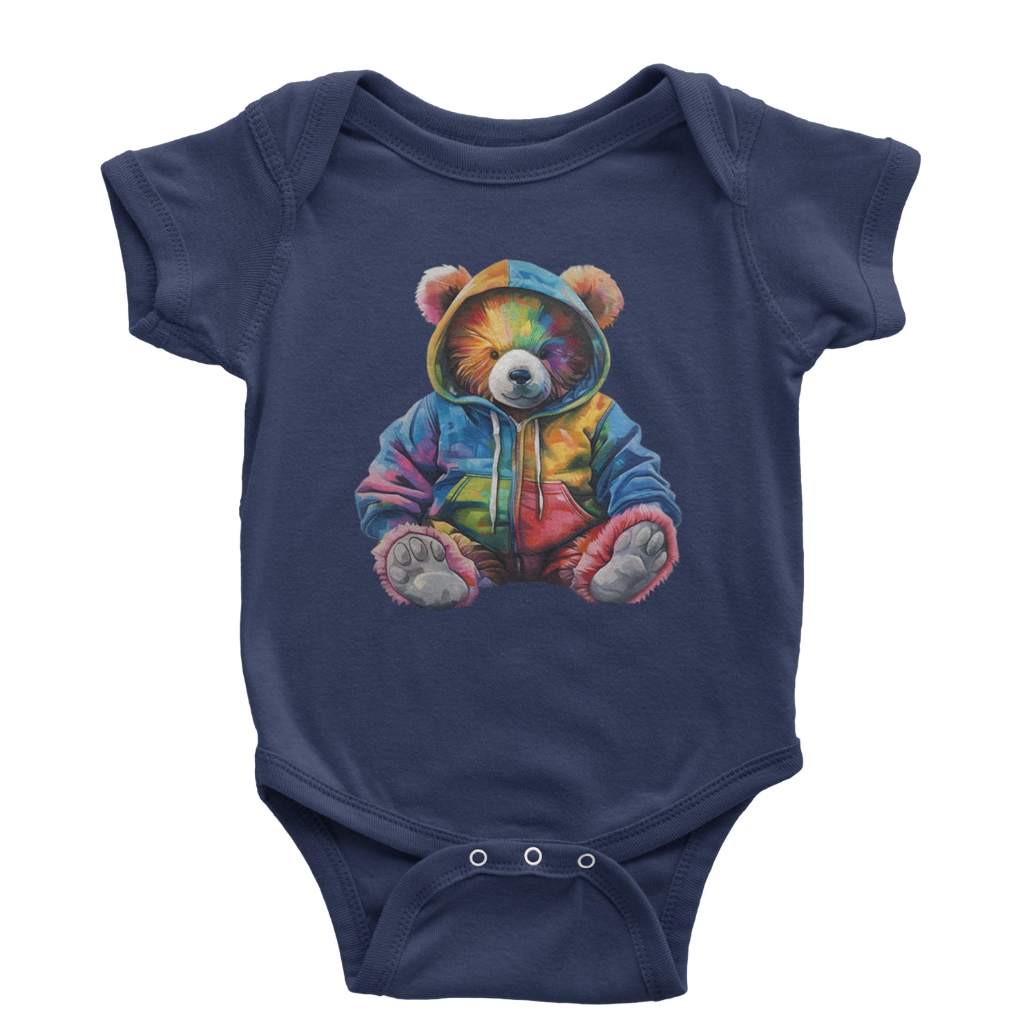 Rainbow Streetwear Urban Graffiti Bear Infant One-Piece Romper Bodysuit Or Toddler T-shirt Navy Blue