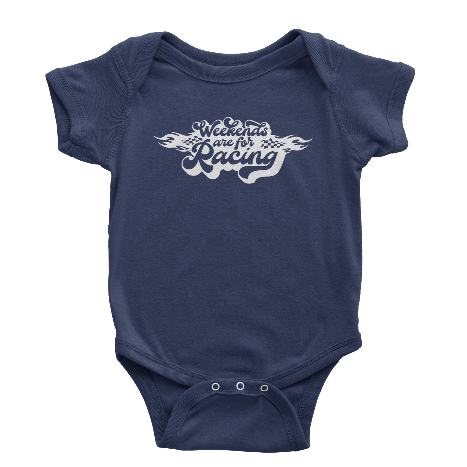 Weekends Are For Racing Infant One-Piece Romper Bodysuit and Toddler T-shirt Navy Blue