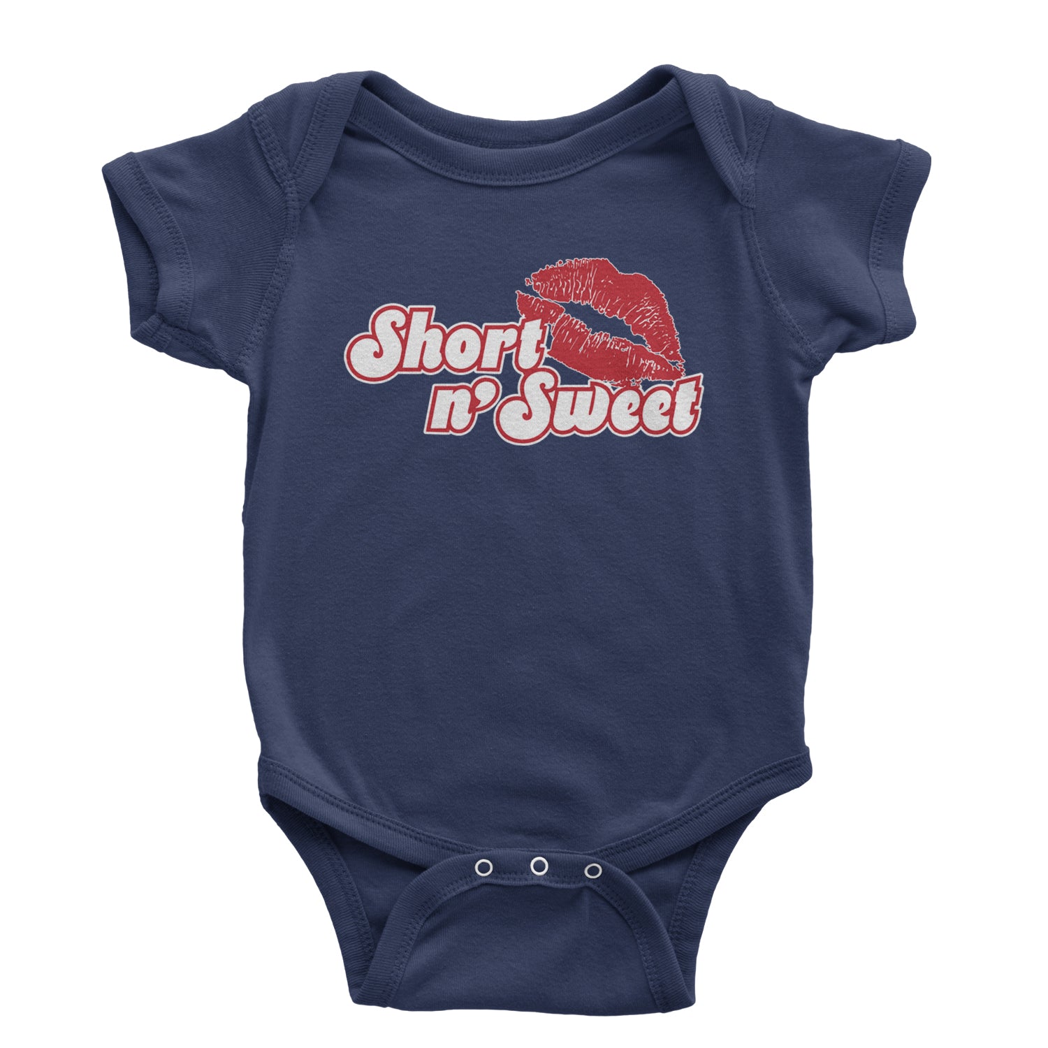 Short N' Sweet Red Lips Infant One-Piece Romper Bodysuit and Toddler T-shirt Navy Blue