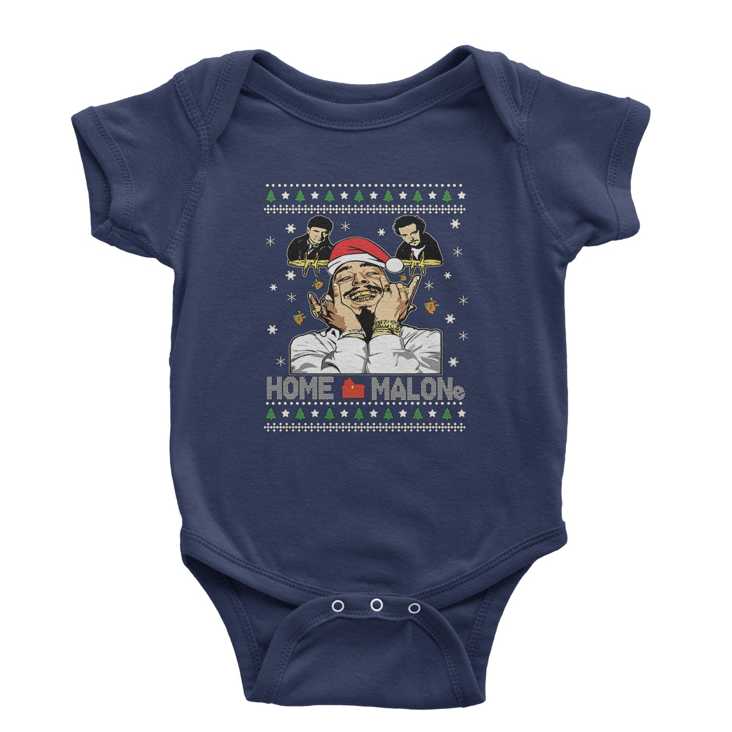 Home Malone Ugly Christmas Infant One-Piece Romper Bodysuit and Toddler T-shirt Navy Blue