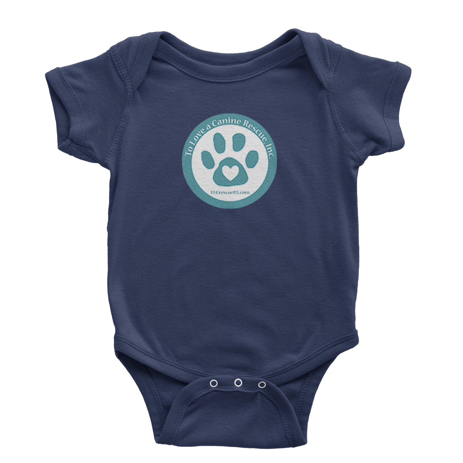 TLC To Love a Canine Dog Rescue Teal Infant One-Piece Romper Bodysuit and Toddler T-shirt Navy Blue