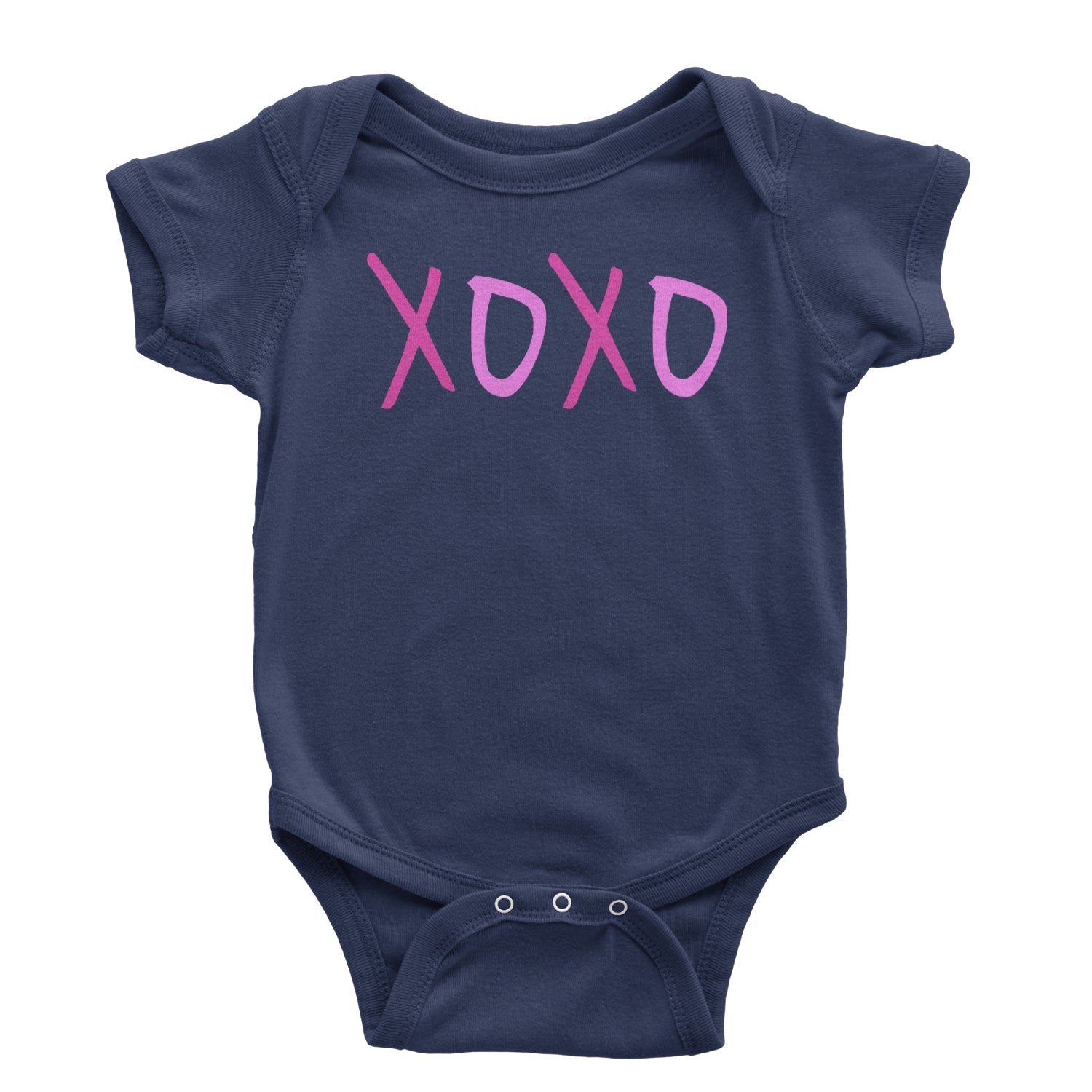 XOXO Pink Print Infant One-Piece Romper Bodysuit and Toddler T-shirt Navy Blue