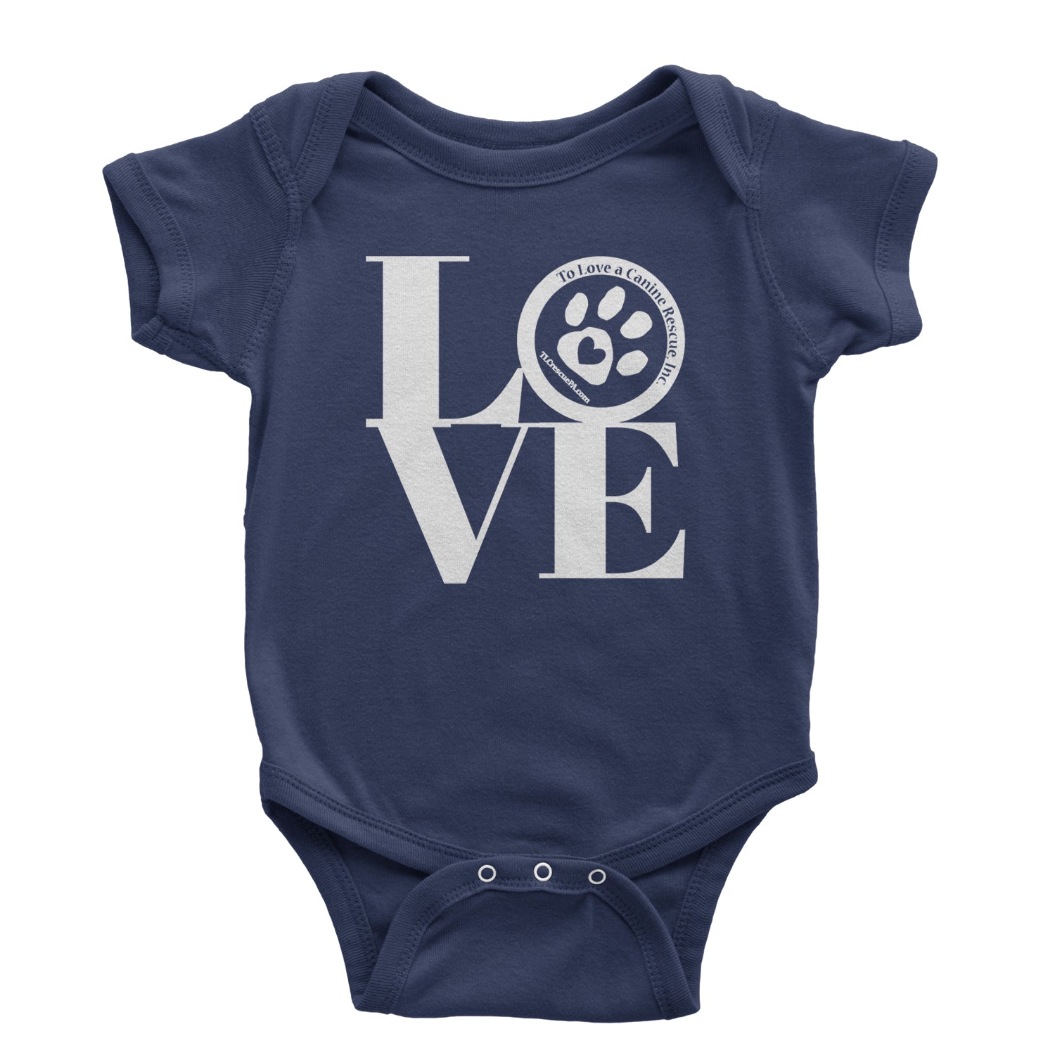 TLC LOVE Dog Rescue Infant One-Piece Romper Bodysuit and Toddler T-shirt Navy Blue