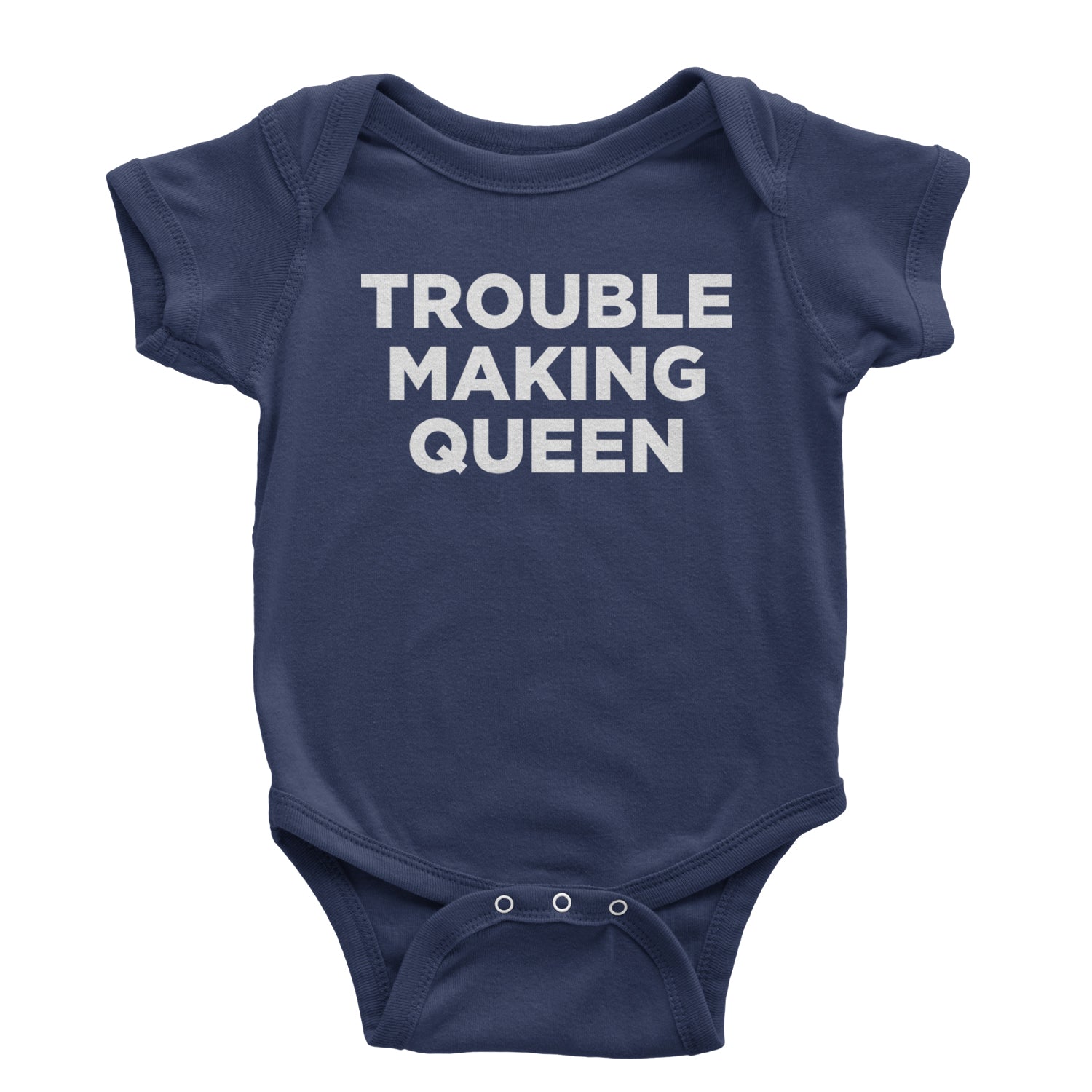 Trouble Making Queen Material Girl Celebration Infant One-Piece Romper Bodysuit and Toddler T-shirt Navy Blue