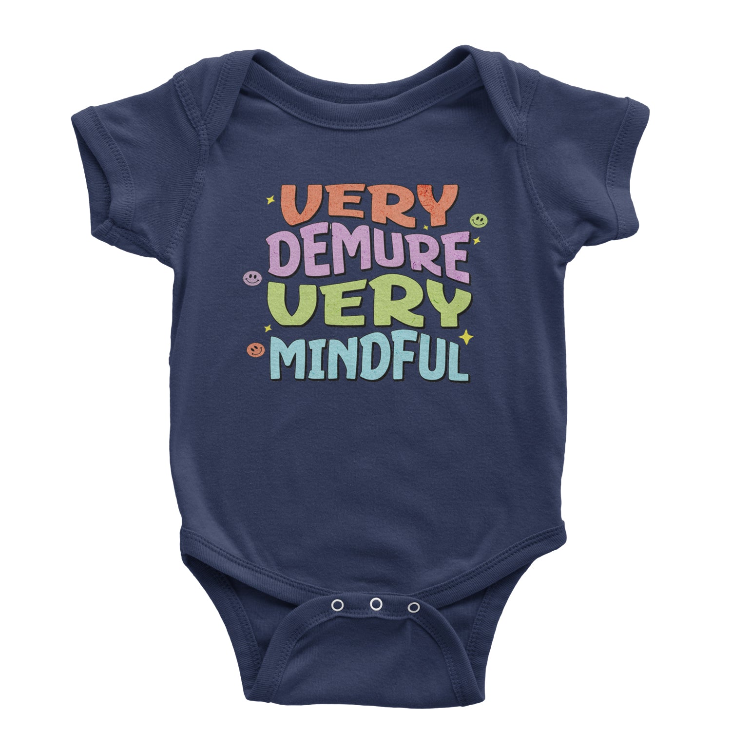 Very Demure, Very Mindful Infant One-Piece Romper Bodysuit and Toddler T-shirt Navy Blue