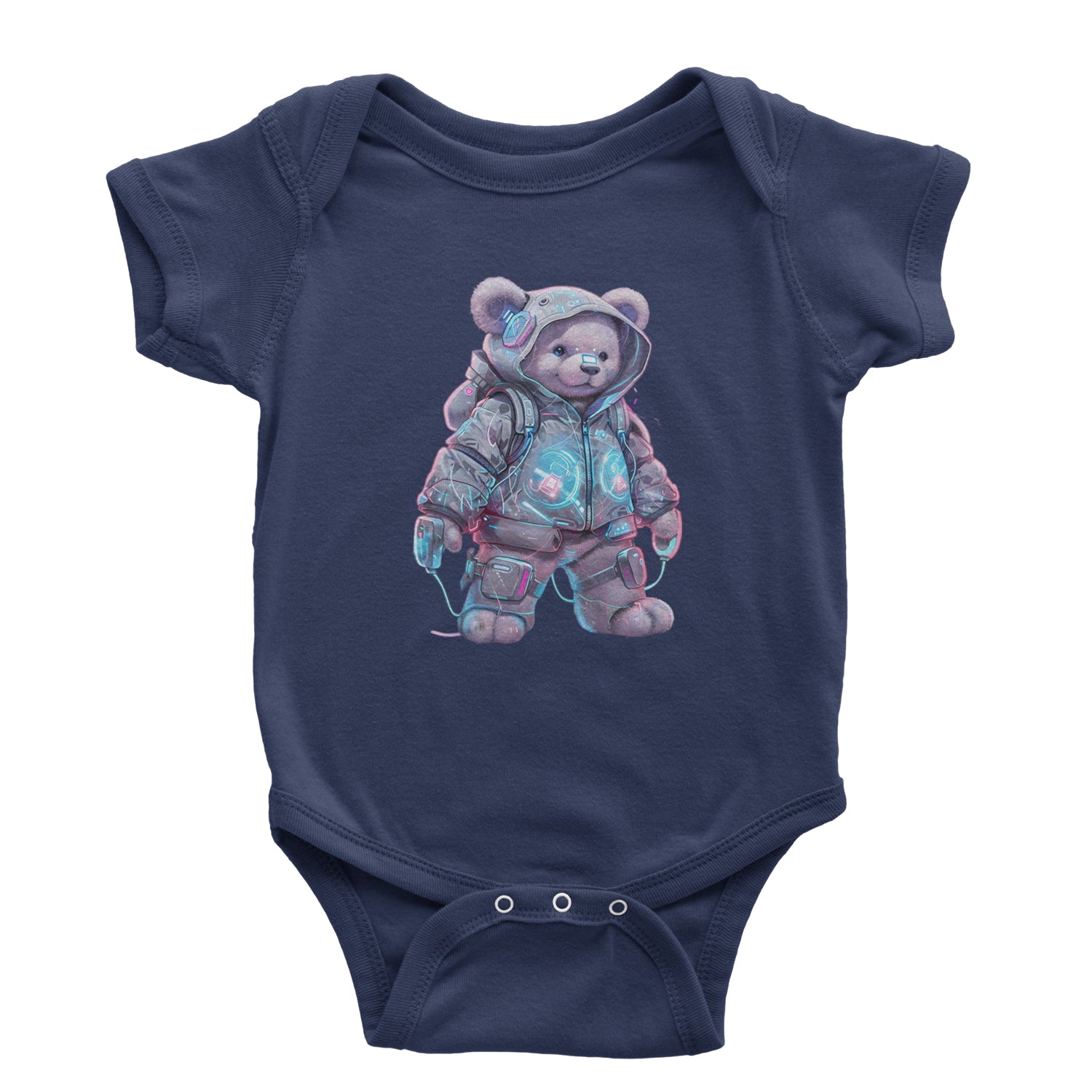 Cyberpunk Adventure Urban Graffiti Bear Infant One-Piece Romper Bodysuit Or Toddler T-shirt Navy Blue