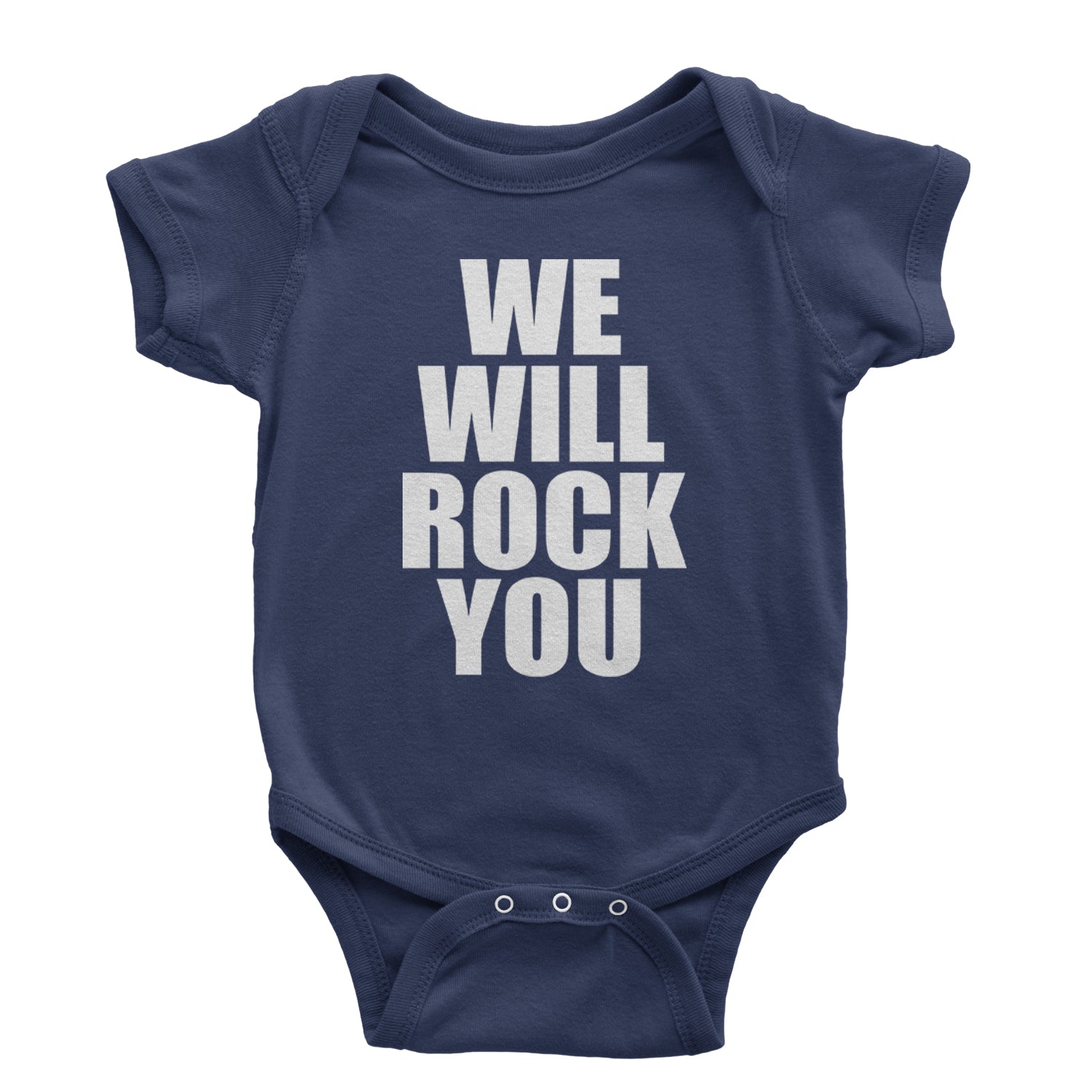 We Will Rock You Infant One-Piece Romper Bodysuit and Toddler T-shirt Navy Blue