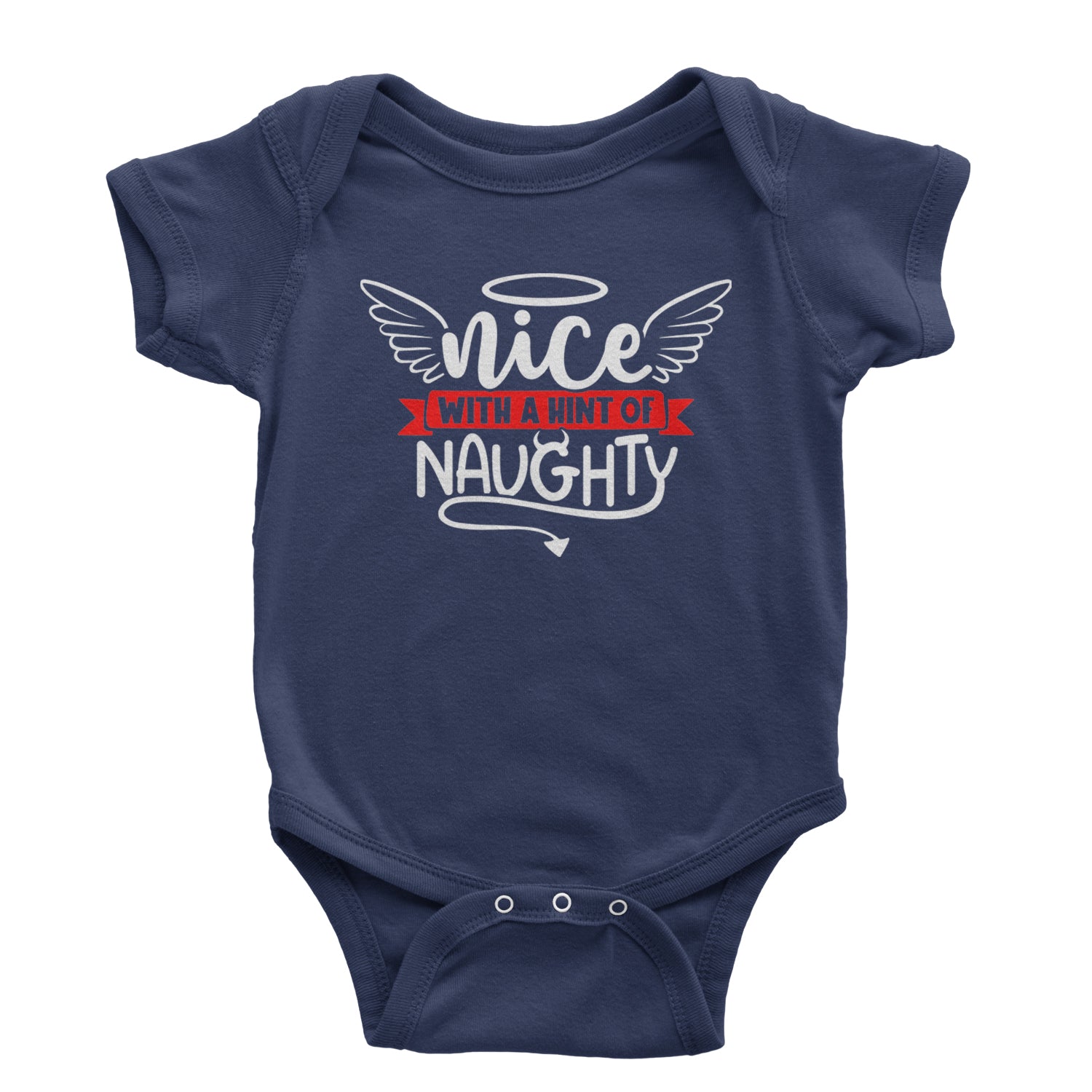 Nice with a Hint of Naughty Christmas Infant One-Piece Romper Bodysuit and Toddler T-shirt Navy Blue