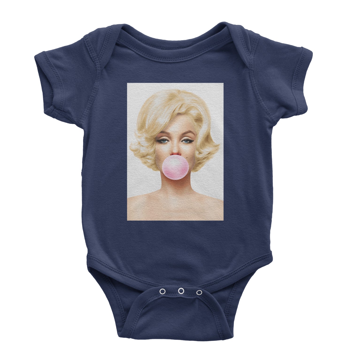 Ms. Monroe Pink Bubble Gum American Icon Infant One-Piece Romper Bodysuit and Toddler T-shirt Navy Blue