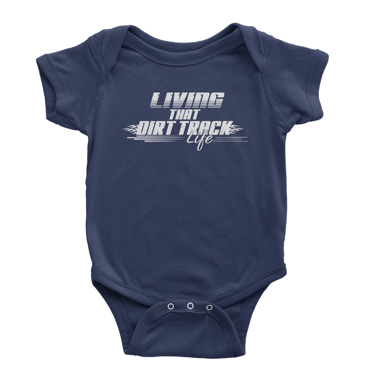 Living That Dirt Track Life Infant One-Piece Romper Bodysuit and Toddler T-shirt Navy Blue