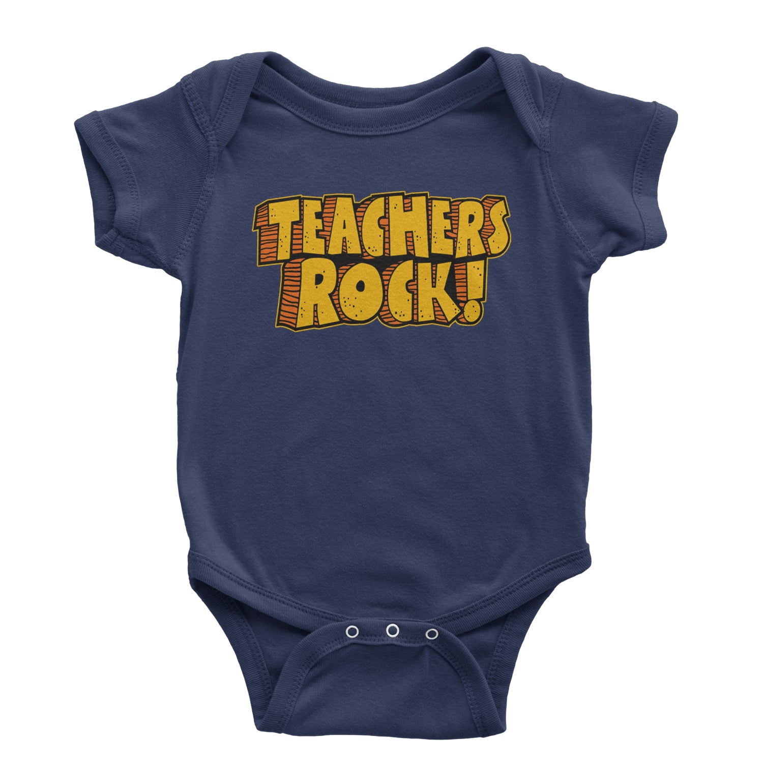 Teachers Rock Retro Infant One-Piece Romper Bodysuit and Toddler T-shirt Navy Blue