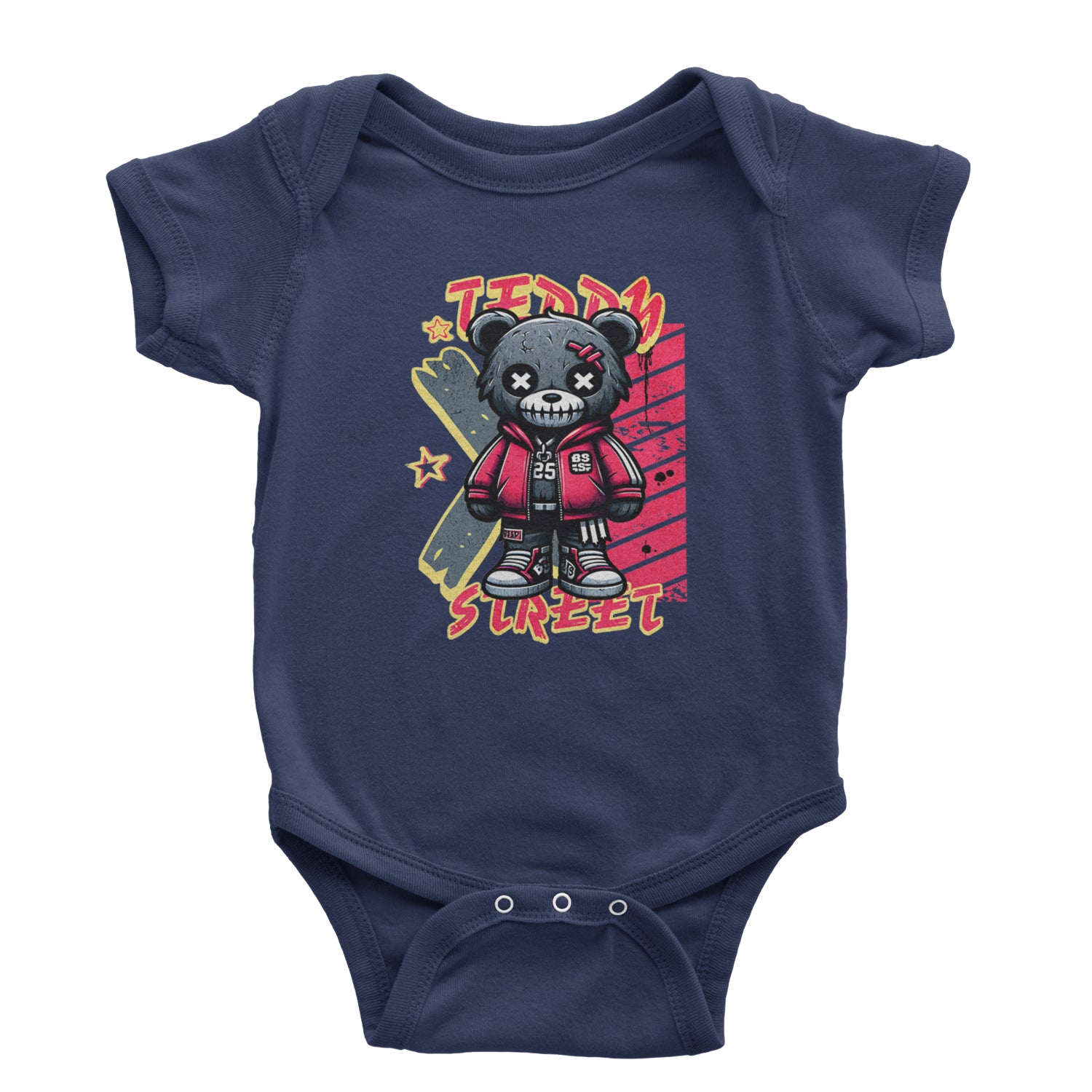 Teddy Attitude Urban Graffiti Bear Infant One-Piece Romper Bodysuit Or Toddler T-shirt Navy Blue