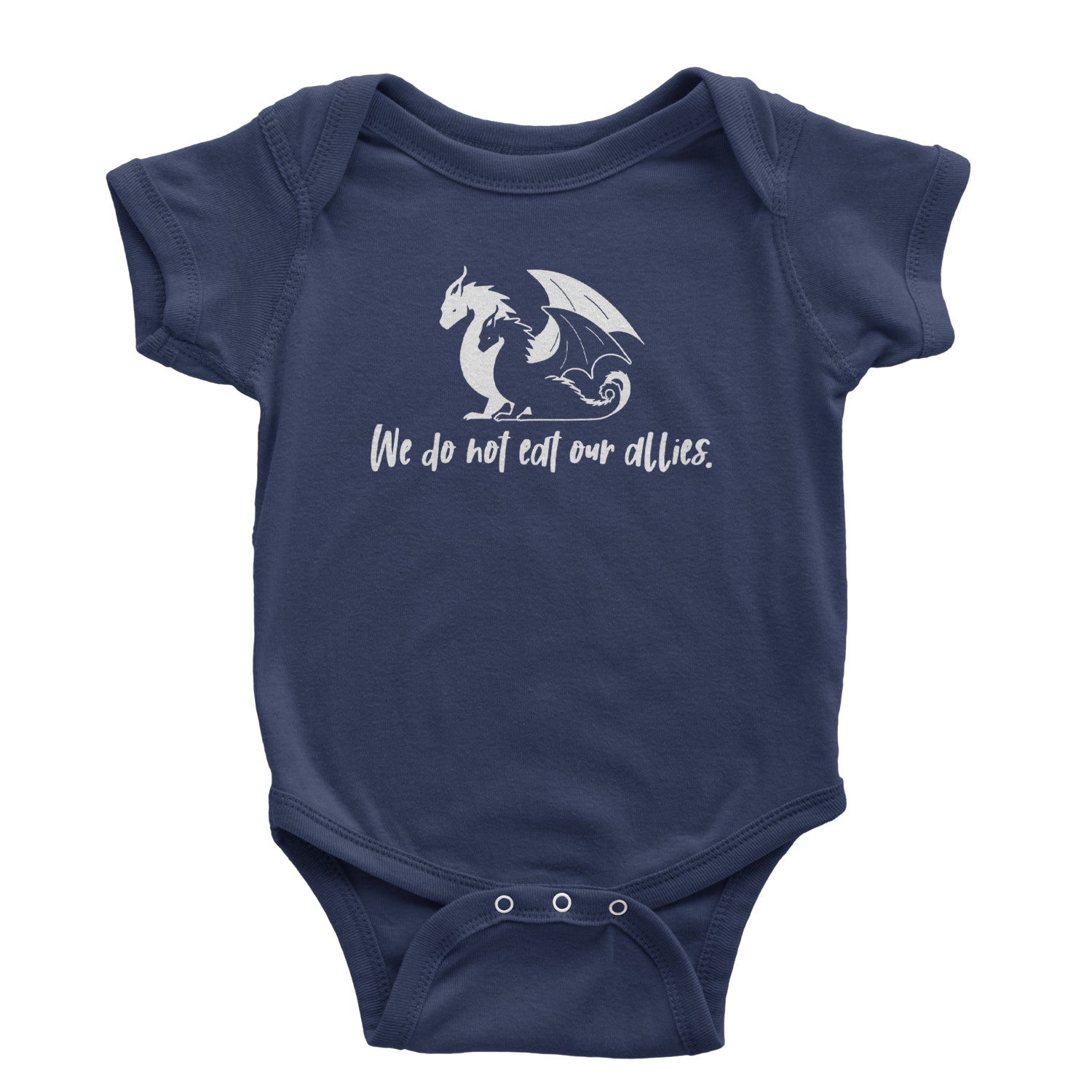 We Do Not Eat Our Allies Fourth Wing Basgiath Infant One-Piece Romper Bodysuit Or Toddler T-shirt Navy Blue