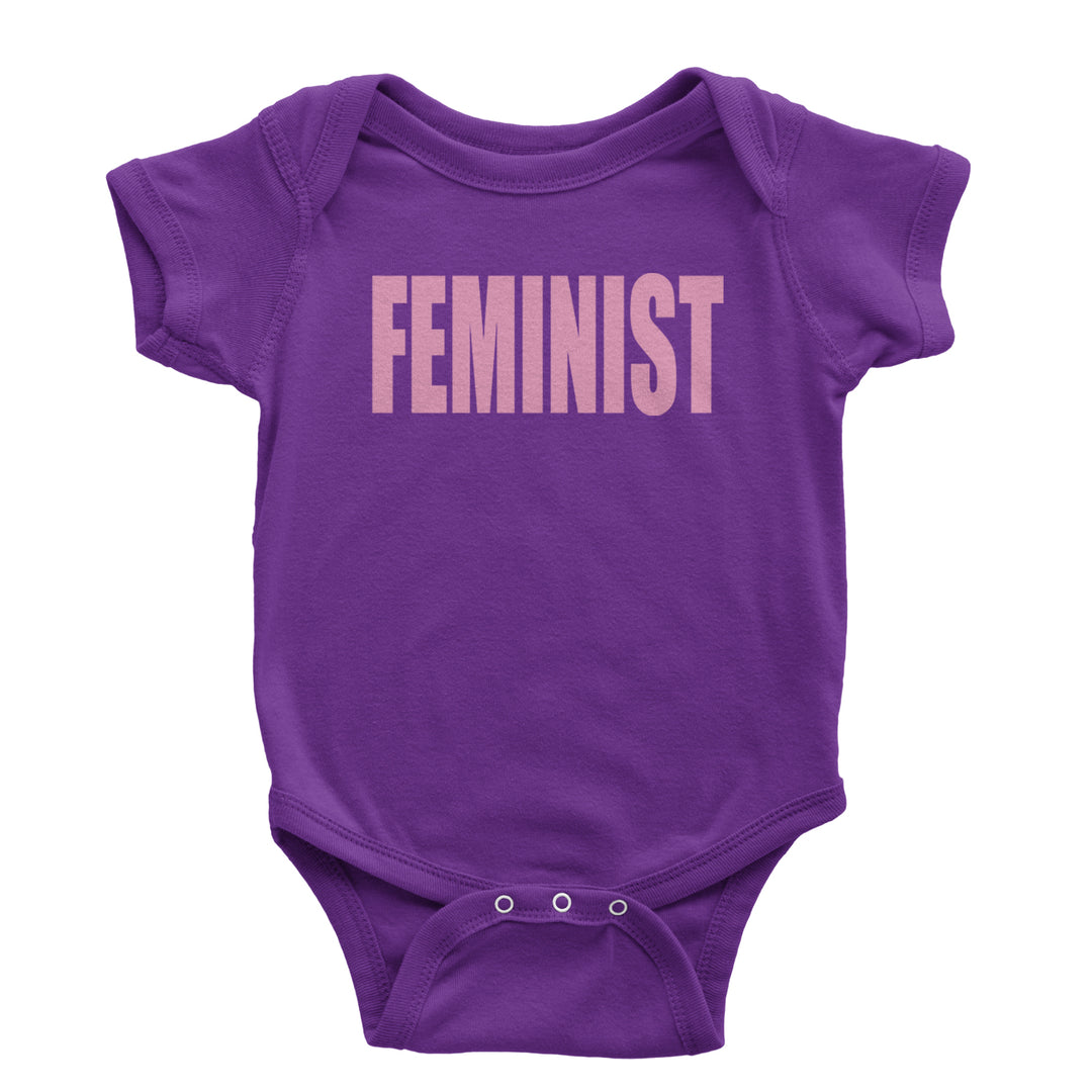 Feminist (Pink Print) Infant One-Piece Romper Bodysuit and Toddler T-shirt Purple