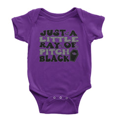 Just A Little Ray of Pitch Black graphic on Onesie and Toddler T-Shirt in Black alternate view 3