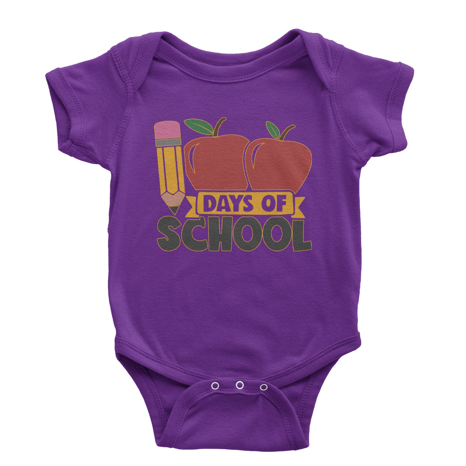 100 Days Of School Apple Pencil Infant One-Piece Romper Bodysuit and Toddler T-shirt Purple