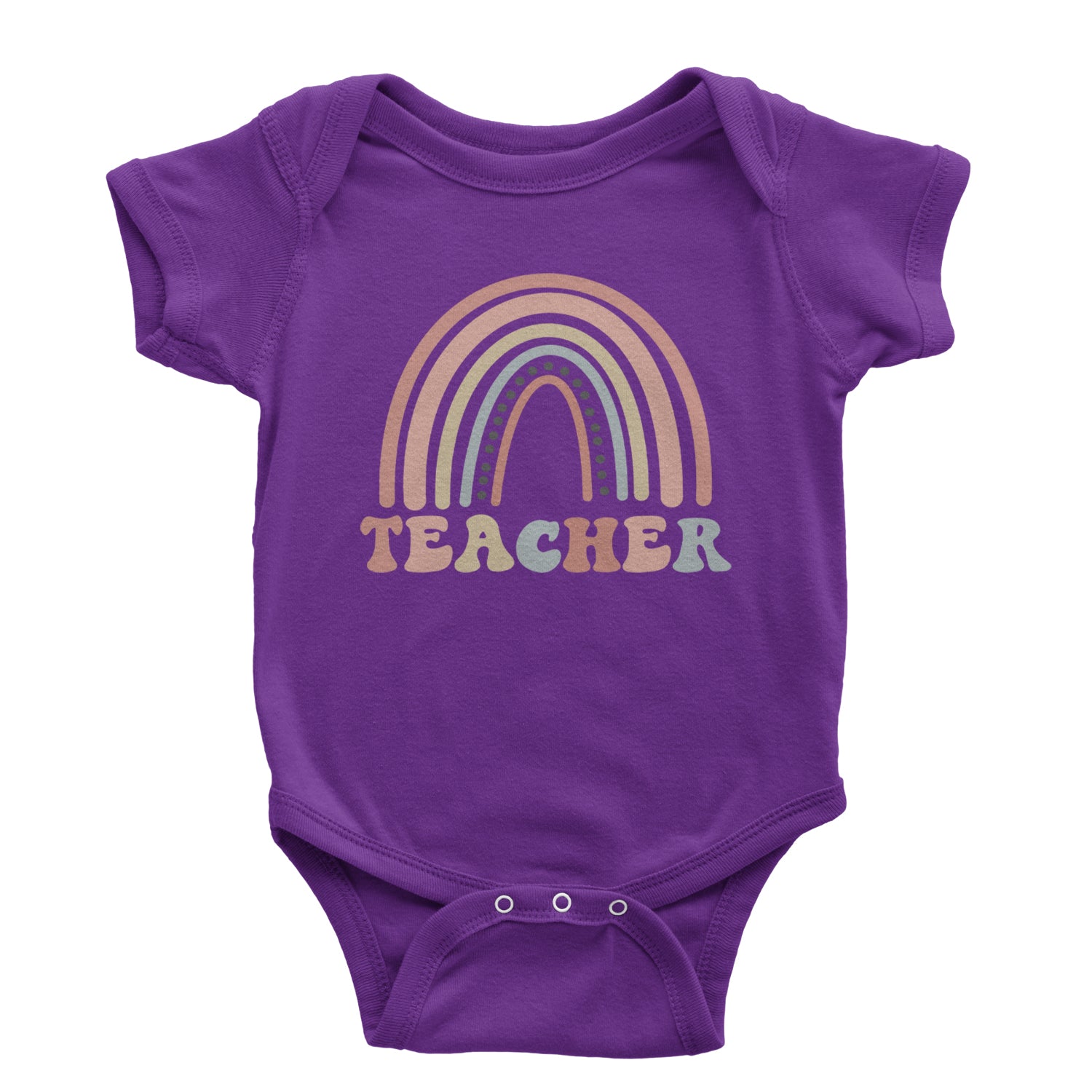 Teacher Pastel Rainbow Infant One-Piece Romper Bodysuit and Toddler T-shirt Purple