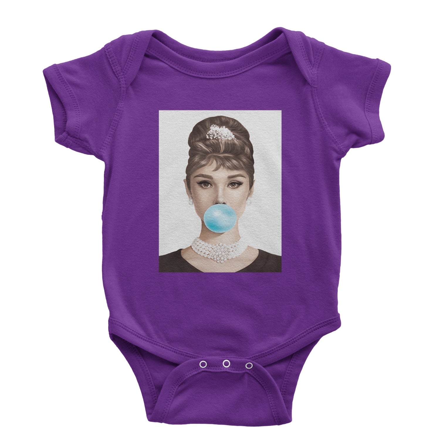 Audrey Hepburn Chewing Bubble Gum American Icon Infant One-Piece Romper Bodysuit and Toddler T-shirt Purple