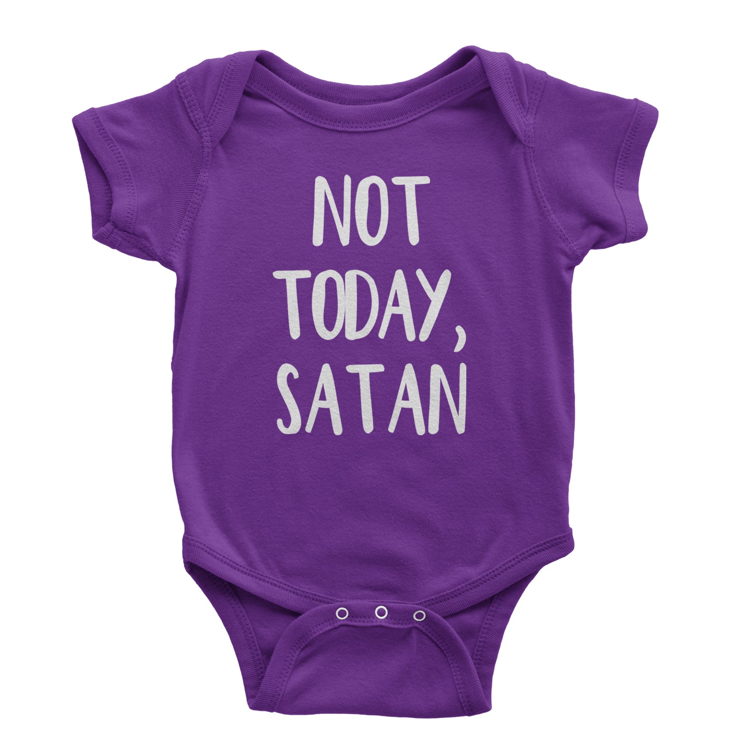 Not Today, Satan Jesus Already Won Infant One-Piece Romper Bodysuit and Toddler T-shirt Purple