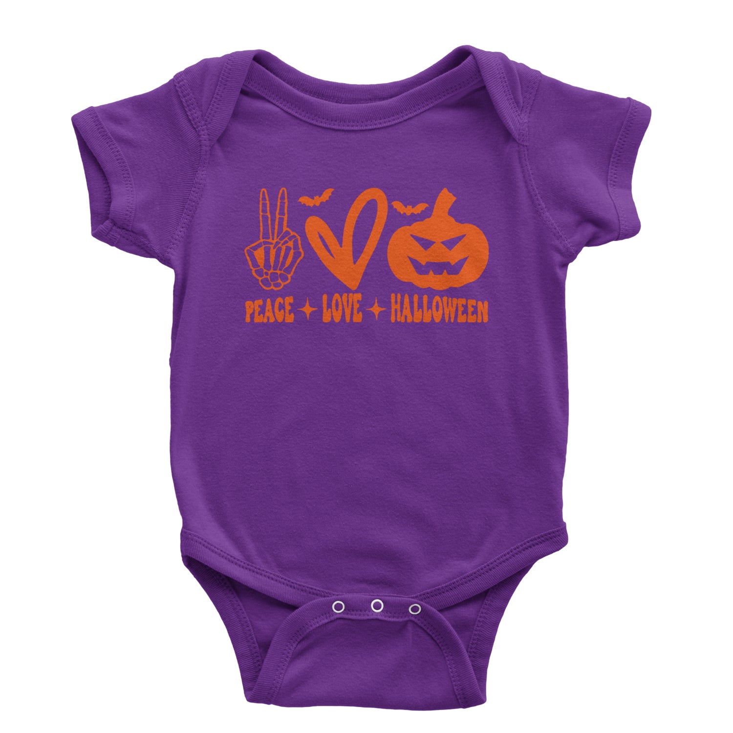 Peace, Love and Halloween Infant One-Piece Romper Bodysuit and Toddler T-shirt Purple