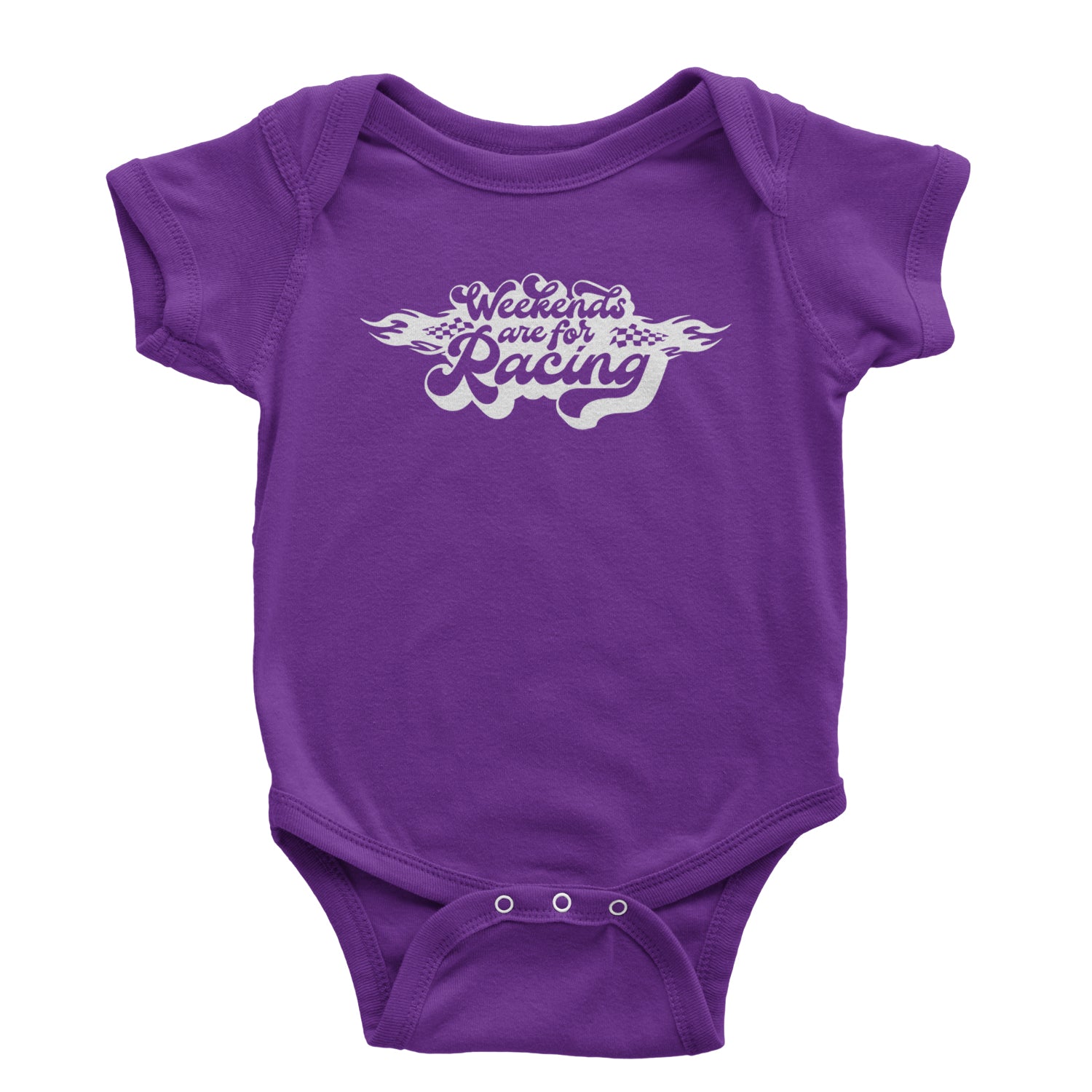 Weekends Are For Racing Infant One-Piece Romper Bodysuit and Toddler T-shirt Purple