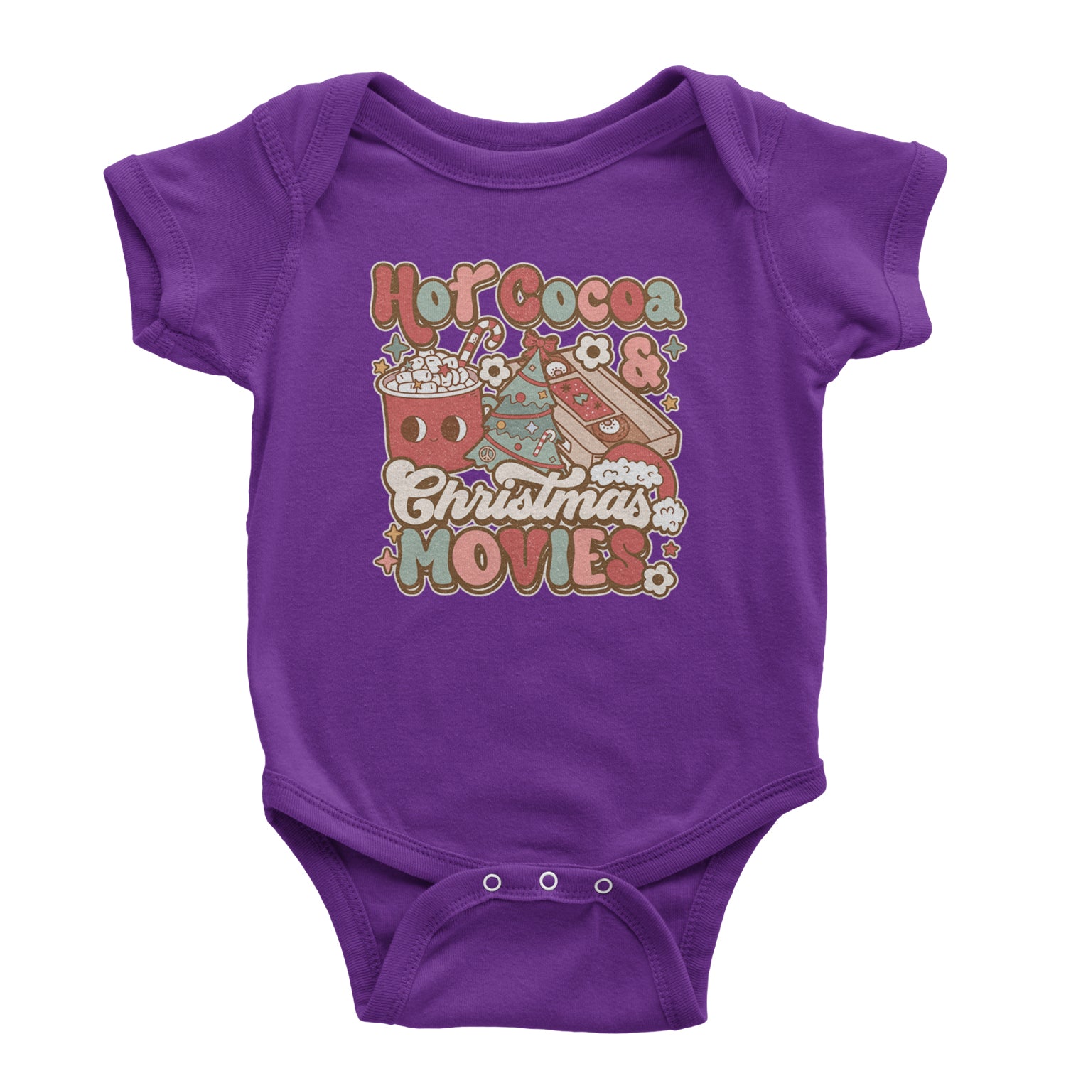 Hot Cocoa And Christmas Movies Holiday Infant One-Piece Romper Bodysuit and Toddler T-shirt Purple