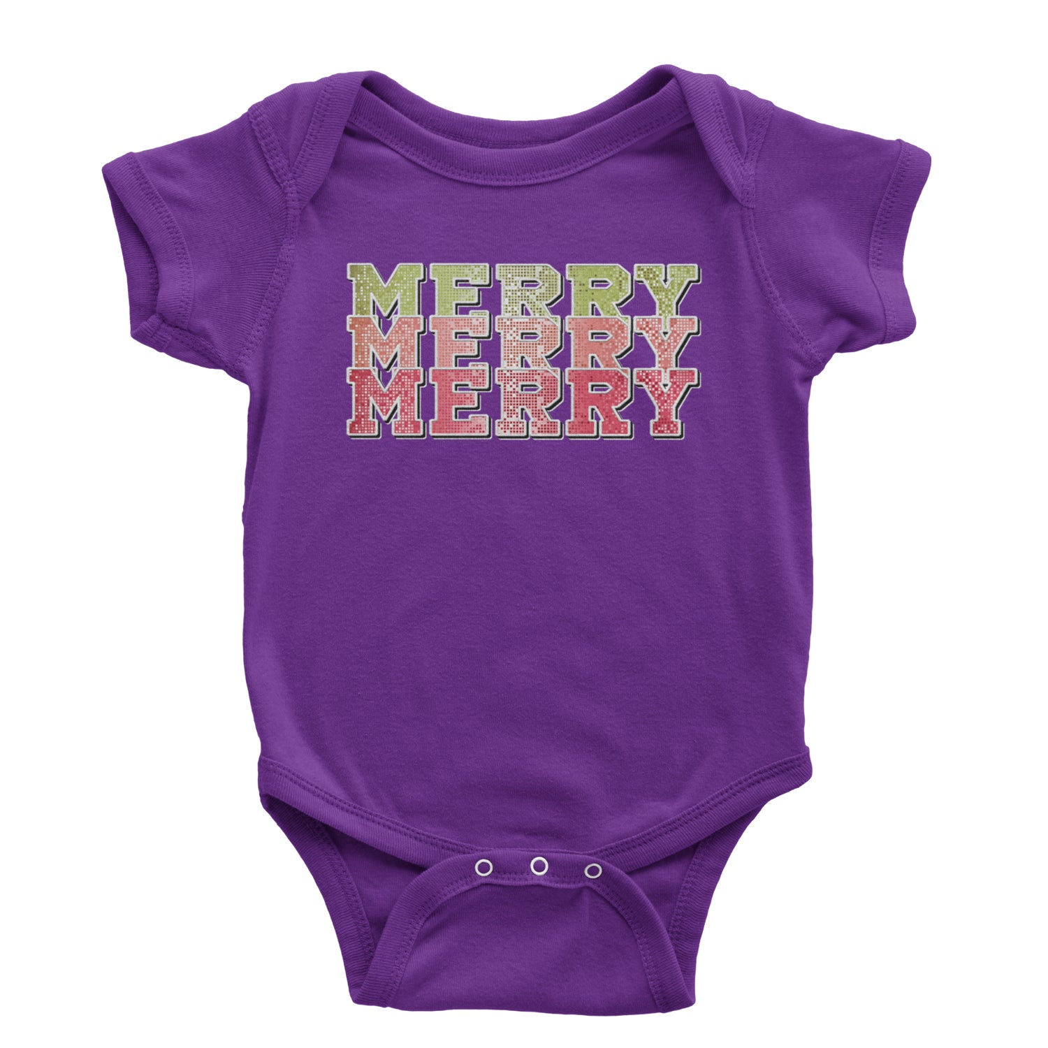 Merry Merry Merry Faux Sequins Infant One-Piece Romper Bodysuit and Toddler T-shirt Purple