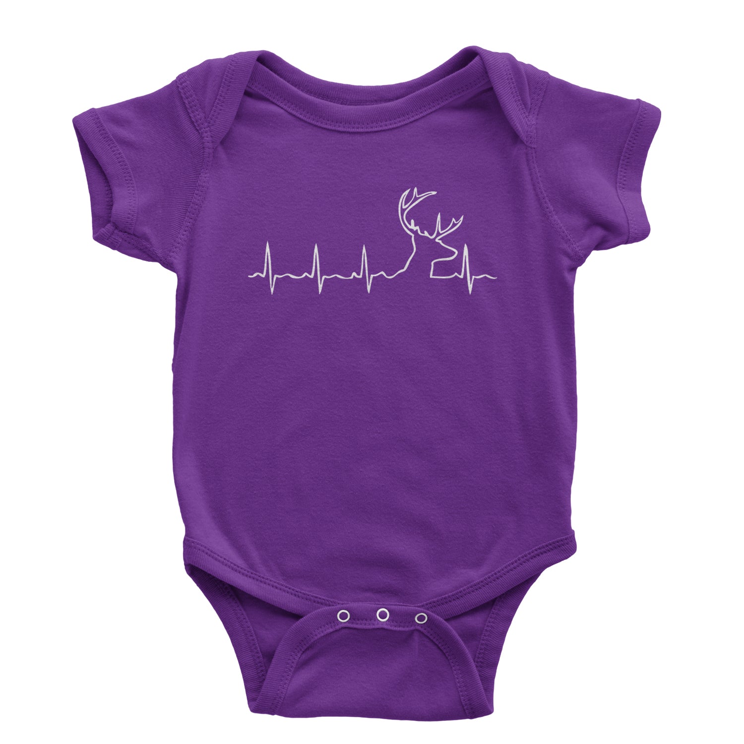 Hunting Heartbeat Deer Hunter Buck Stag Antlers  Infant One-Piece Romper Bodysuit and Toddler T-shirt Purple