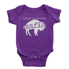 This Girl Has Ties To The Bills Mafia Infant One-Piece Romper Bodysuit and Toddler T-shirt Purple