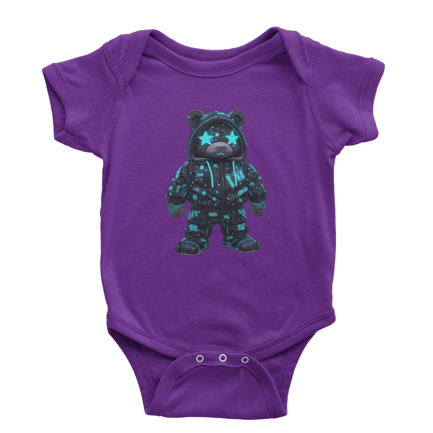 Starry Eyed Vaporwave Urban Graffiti Bear Infant One-Piece Romper Bodysuit Or Toddler T-shirt Purple