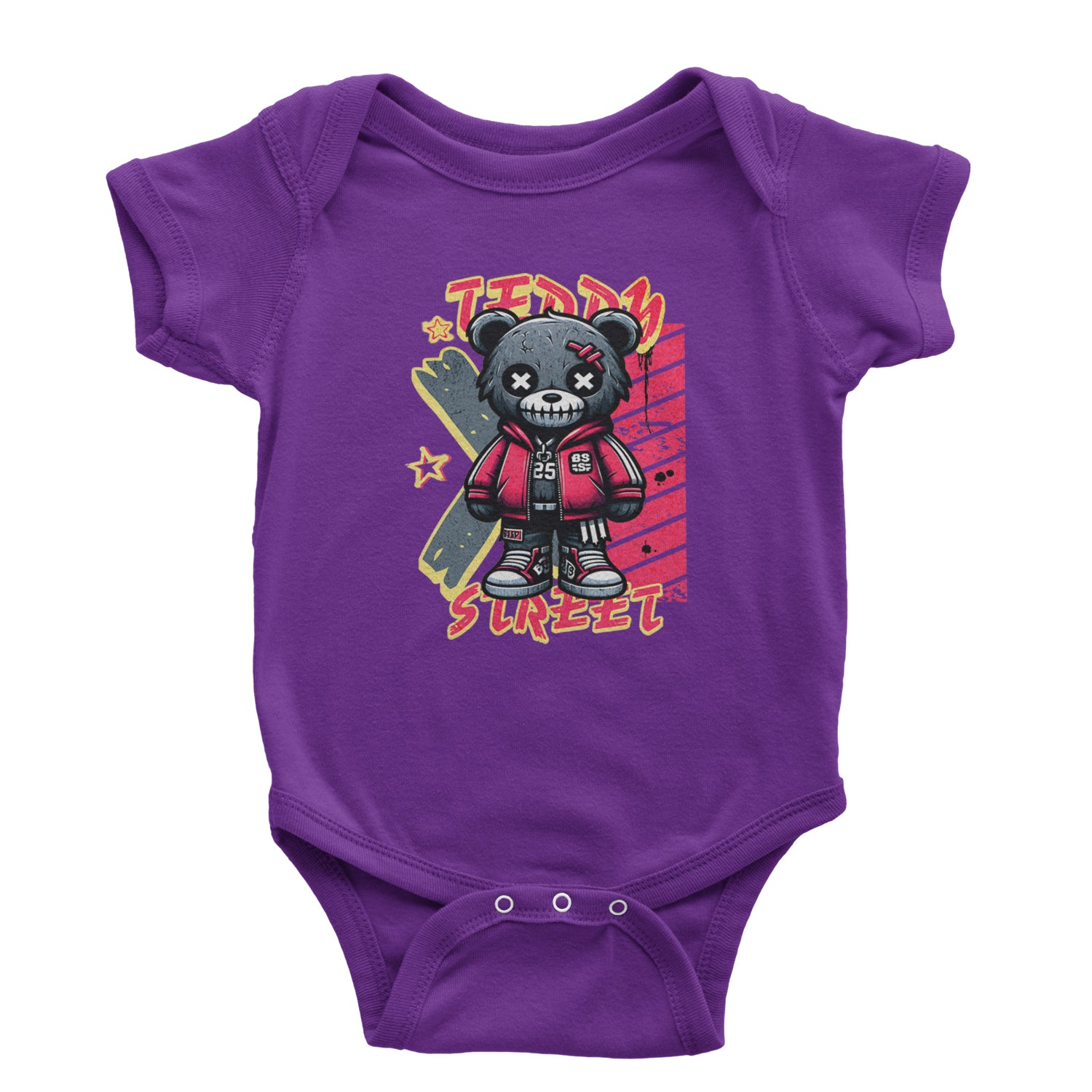 Teddy Attitude Urban Graffiti Bear Infant One-Piece Romper Bodysuit Or Toddler T-shirt Purple