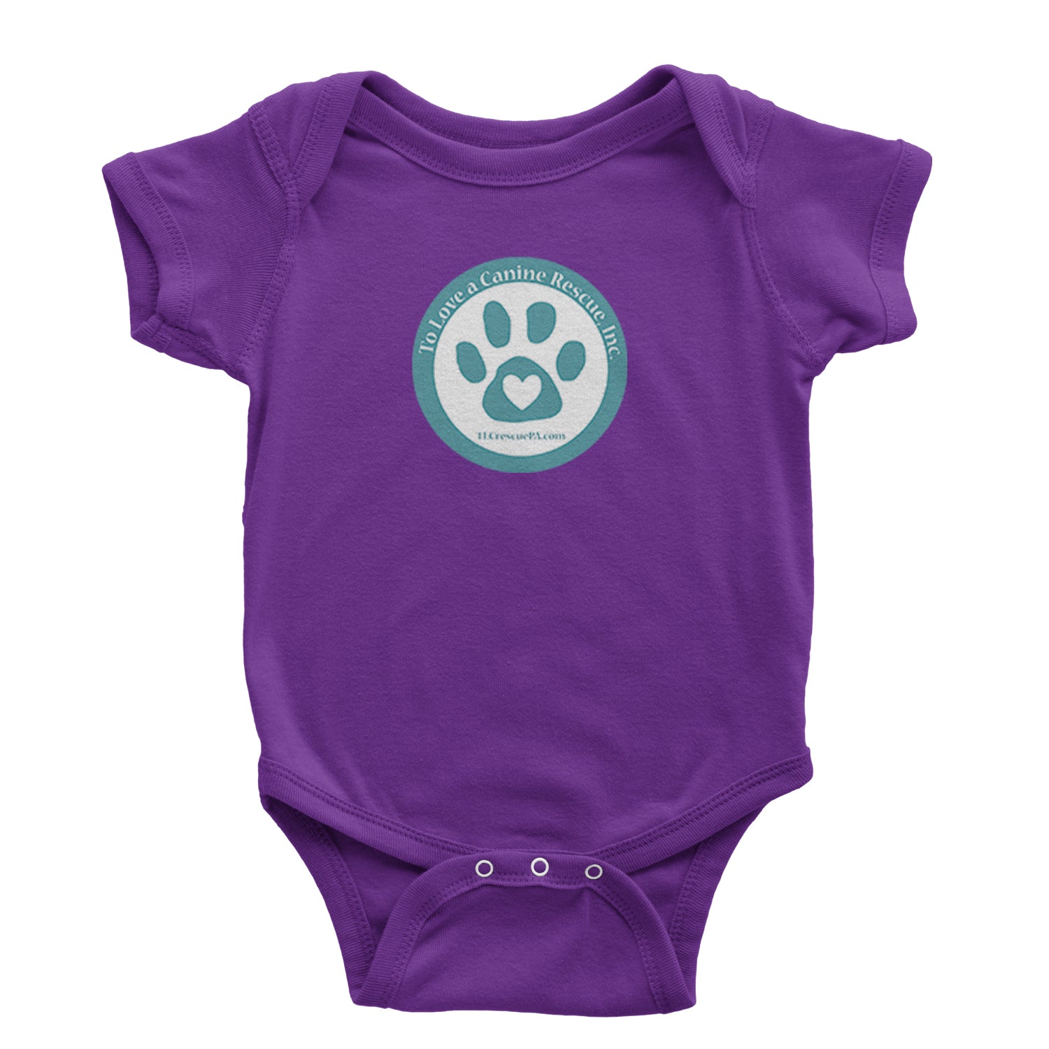 TLC To Love a Canine Dog Rescue Teal Infant One-Piece Romper Bodysuit and Toddler T-shirt Purple