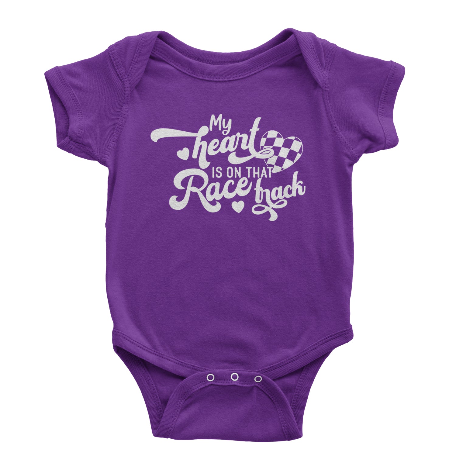 My Heart Is On That Race Track Infant One-Piece Romper Bodysuit and Toddler T-shirt Purple