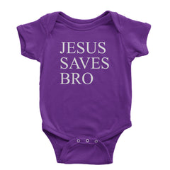 Jesus Saves Bro  Infant One-Piece Romper Bodysuit and Toddler T-shirt Purple