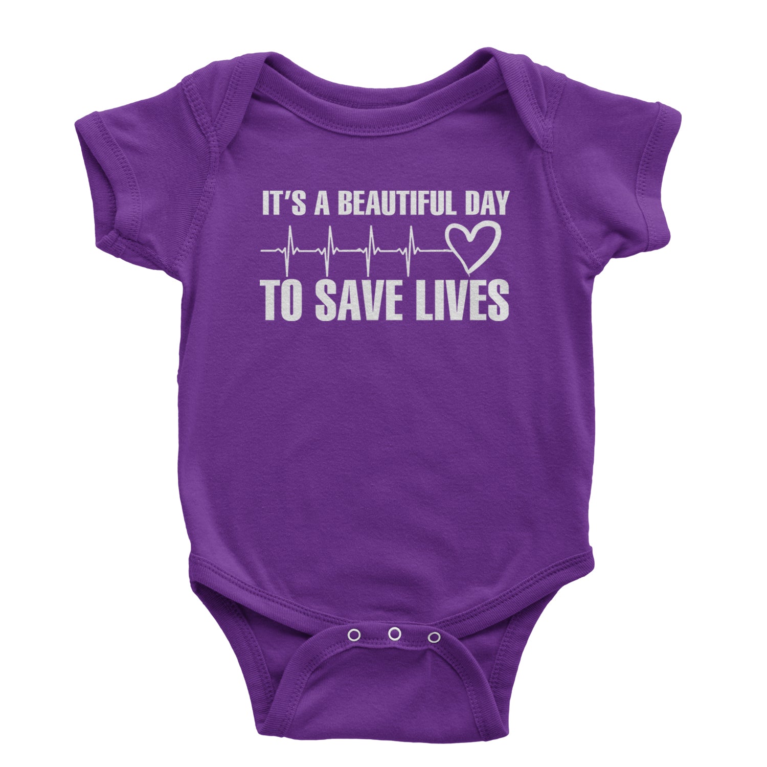 It's A Beautiful Day To Save Lives Nurse Doctor EKG Infant One-Piece Romper Bodysuit and Toddler T-shirt Purple