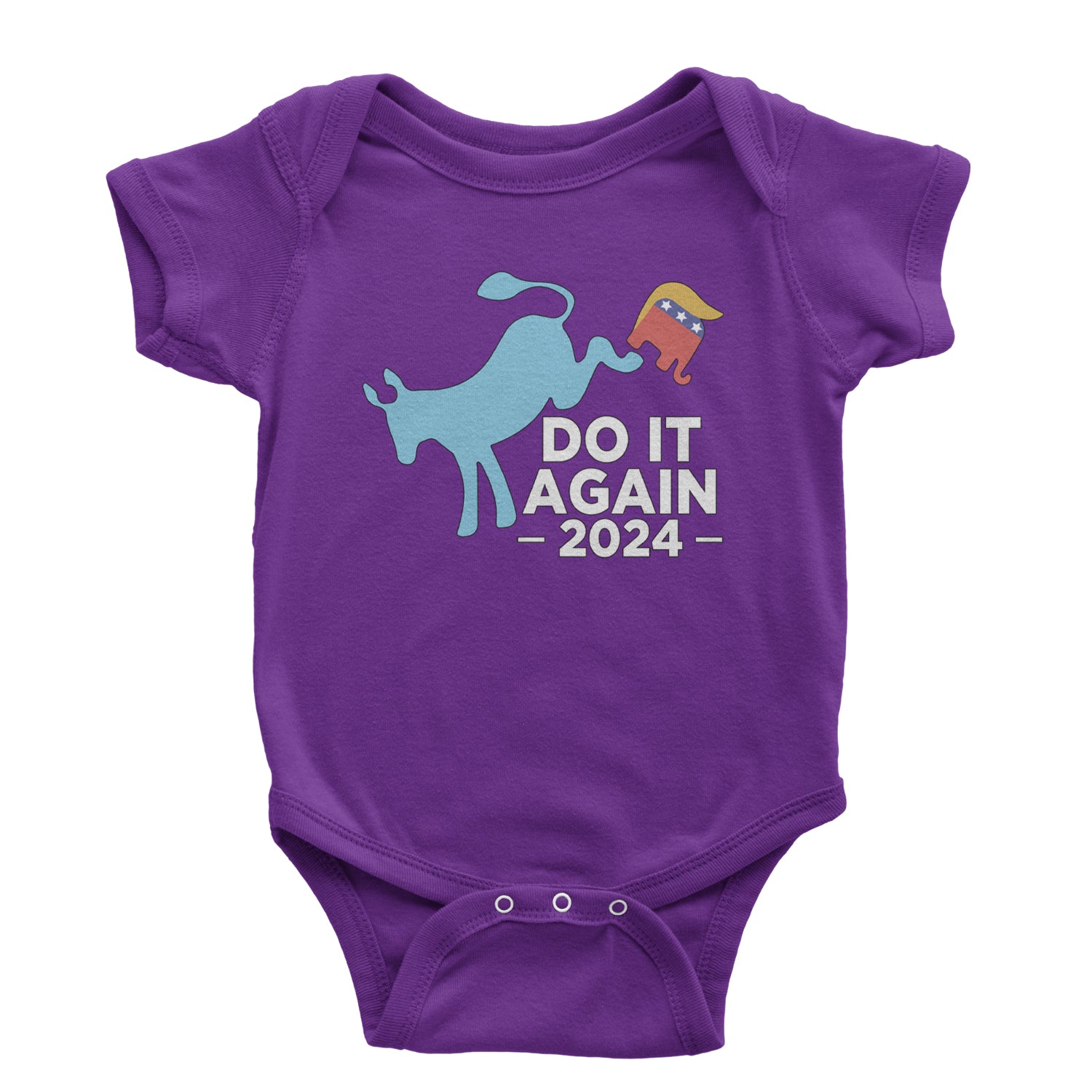 Do It Again - Democratic Donkey Kicking Republicans 2024 Political Humor Infant One-Piece Romper Bodysuit and Toddler T-shirt Purple