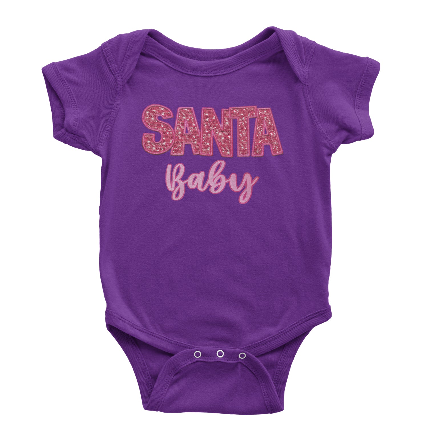 Santa Baby Faux Patch and Sequins Infant One-Piece Romper Bodysuit and Toddler T-shirt Purple