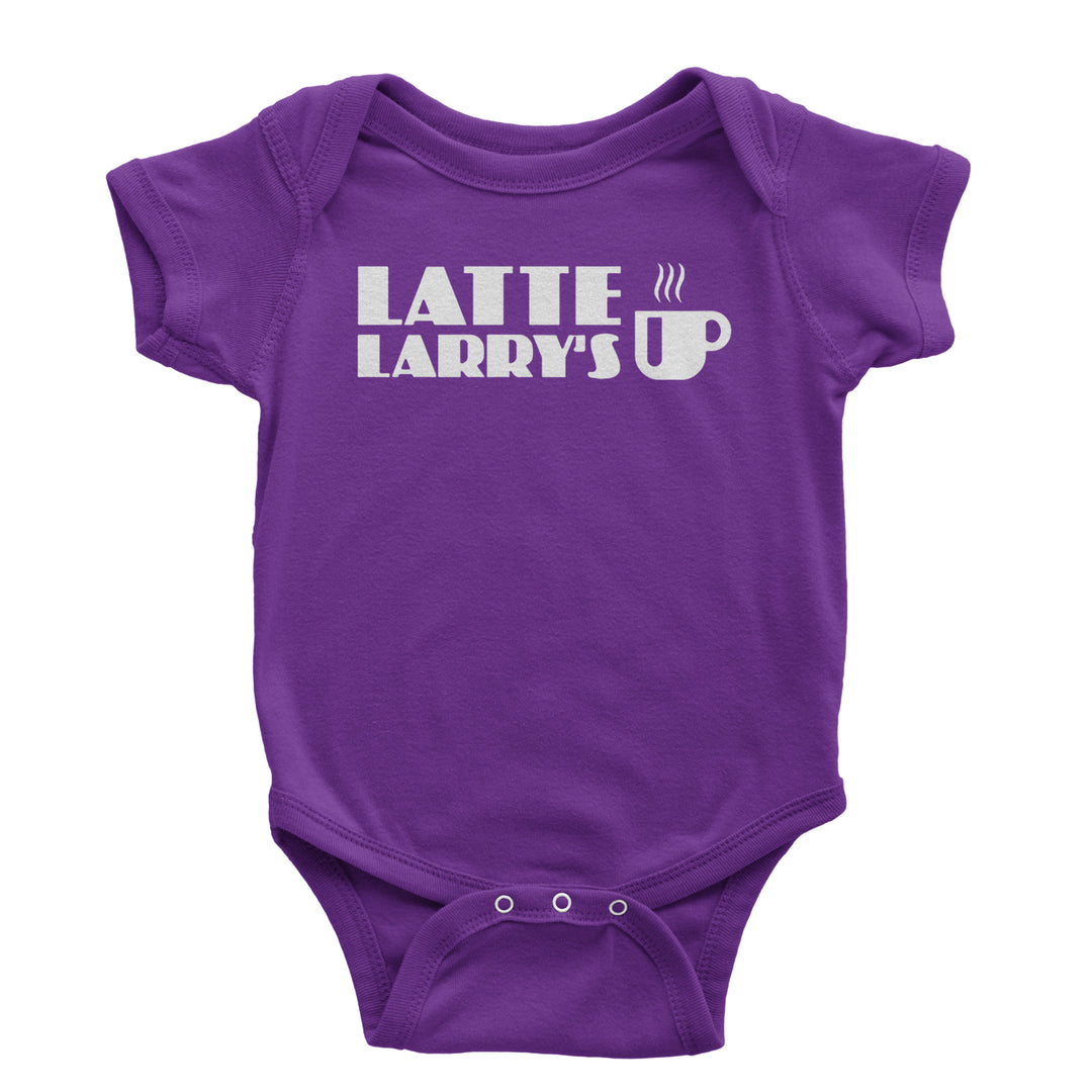 Latte Larry's Enthusiastic Coffee Infant One-Piece Romper Bodysuit and Toddler T-shirt Purple