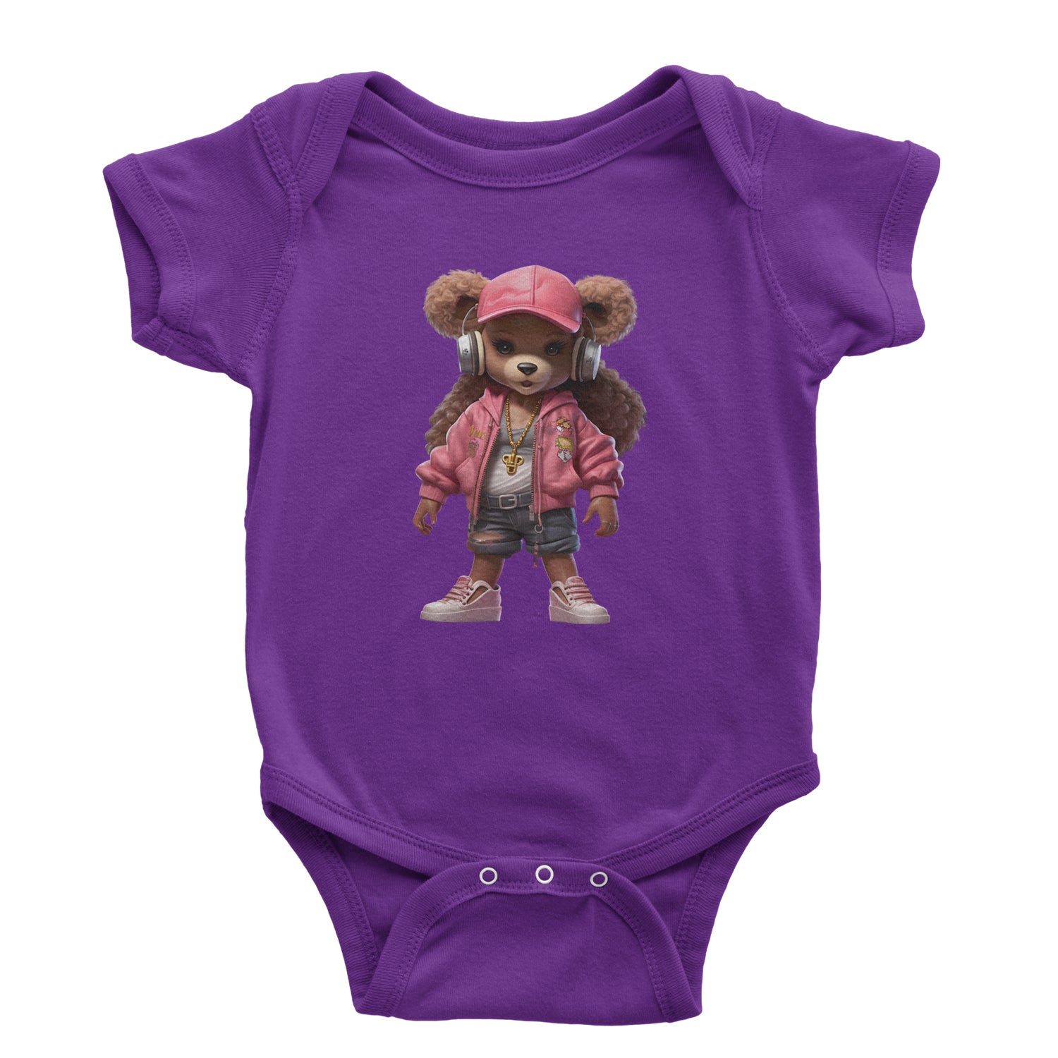 Pink Female Urban Graffiti Bear Infant One-Piece Romper Bodysuit Or Toddler T-shirt Purple