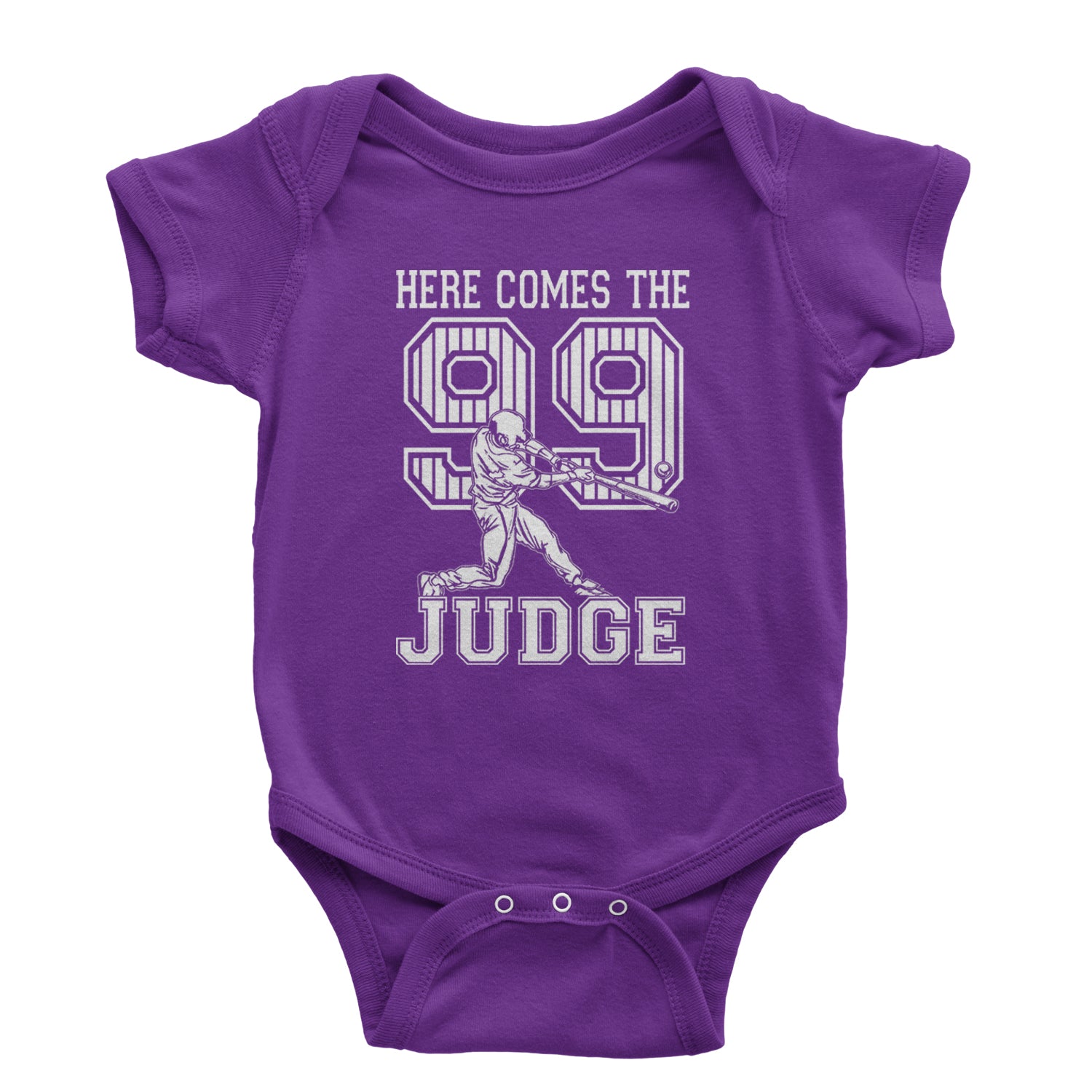 Here Comes The Judge 99 NY Baseball  Infant One-Piece Romper Bodysuit and Toddler T-shirt Purple