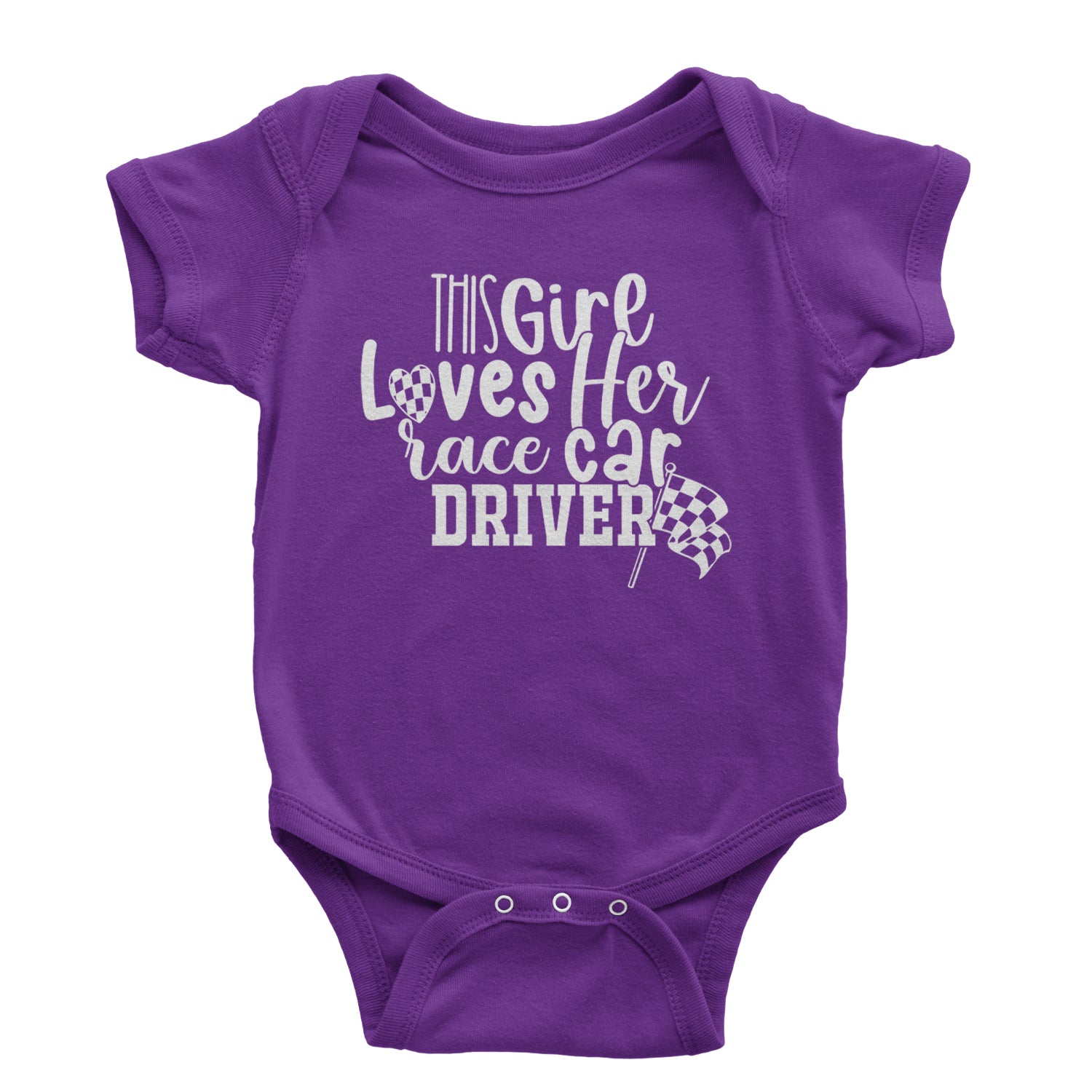 This Girl Loves Her Racecar Driver Infant One-Piece Romper Bodysuit and Toddler T-shirt Purple