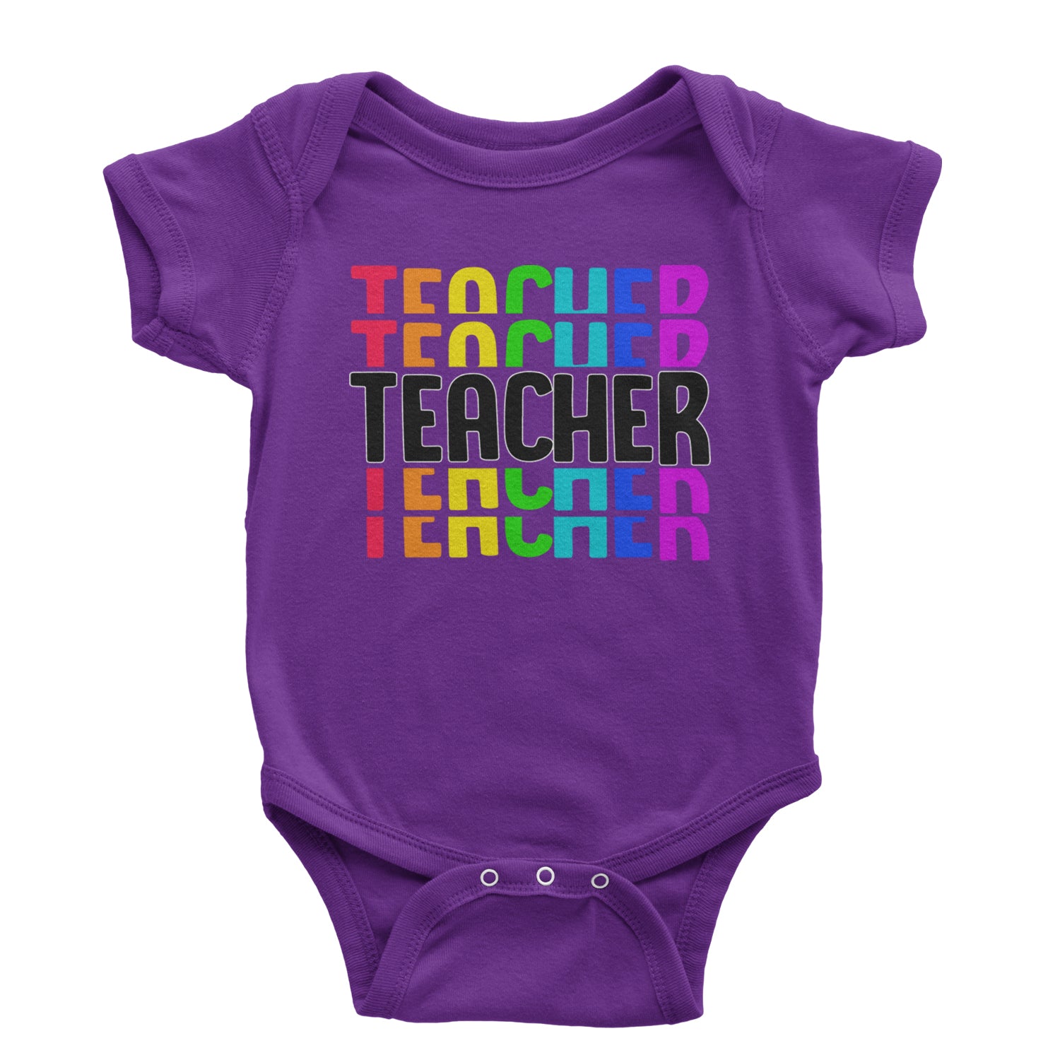 Teacher Repeated Rainbow Pattern Infant One-Piece Romper Bodysuit and Toddler T-shirt Purple