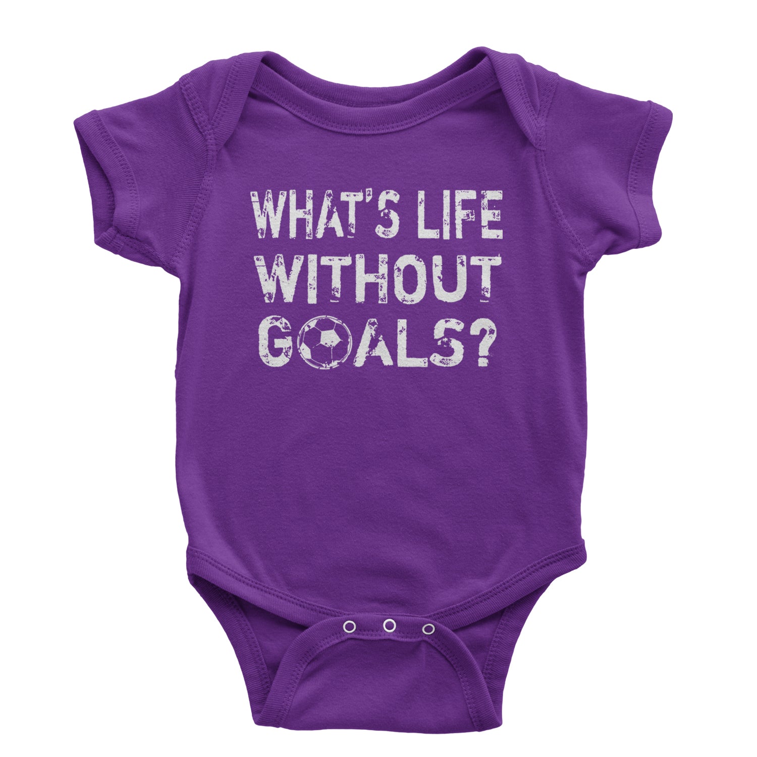 What's Life Without Goals Soccer Futbol Infant One-Piece Romper Bodysuit and Toddler T-shirt Purple