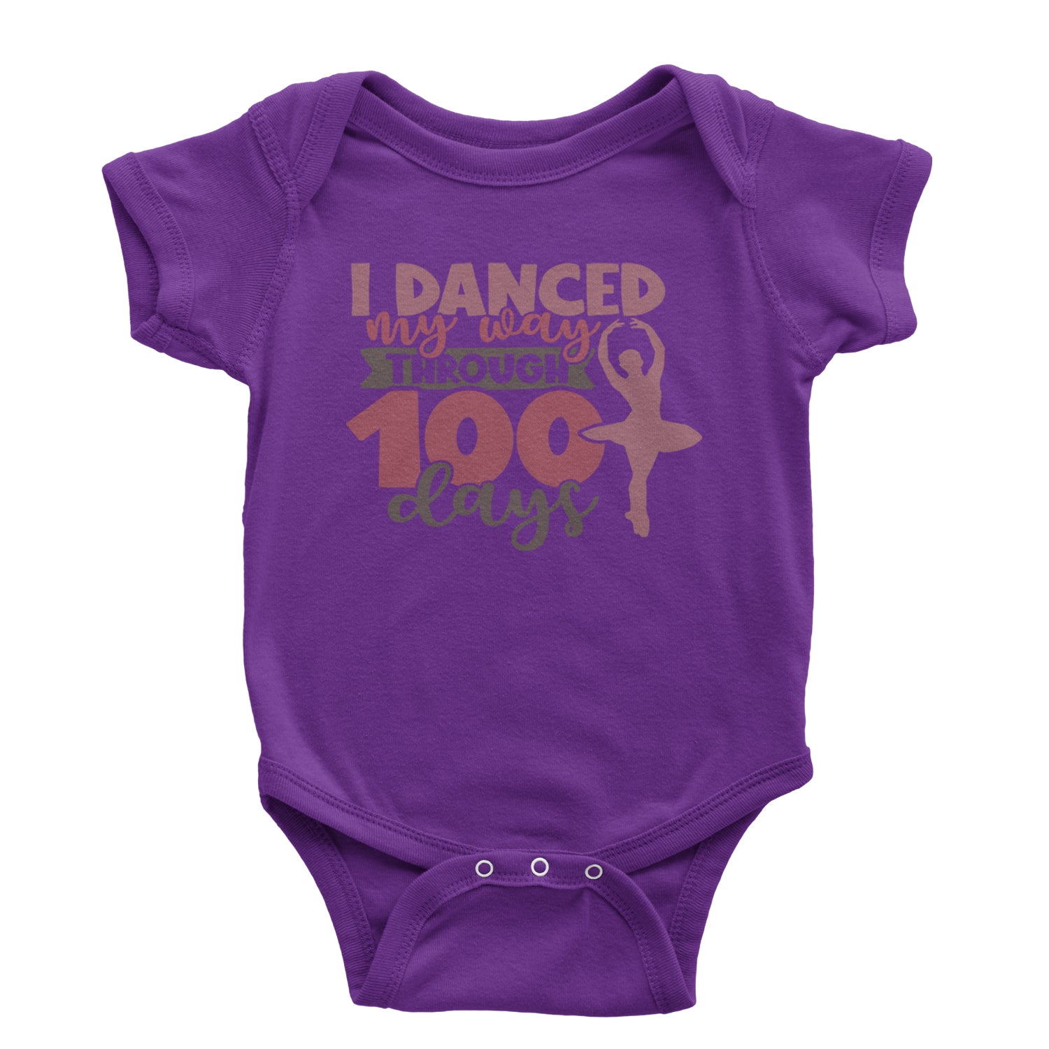 I Danced My Way Through 100 Days Of School Infant One-Piece Romper Bodysuit and Toddler T-shirt Purple